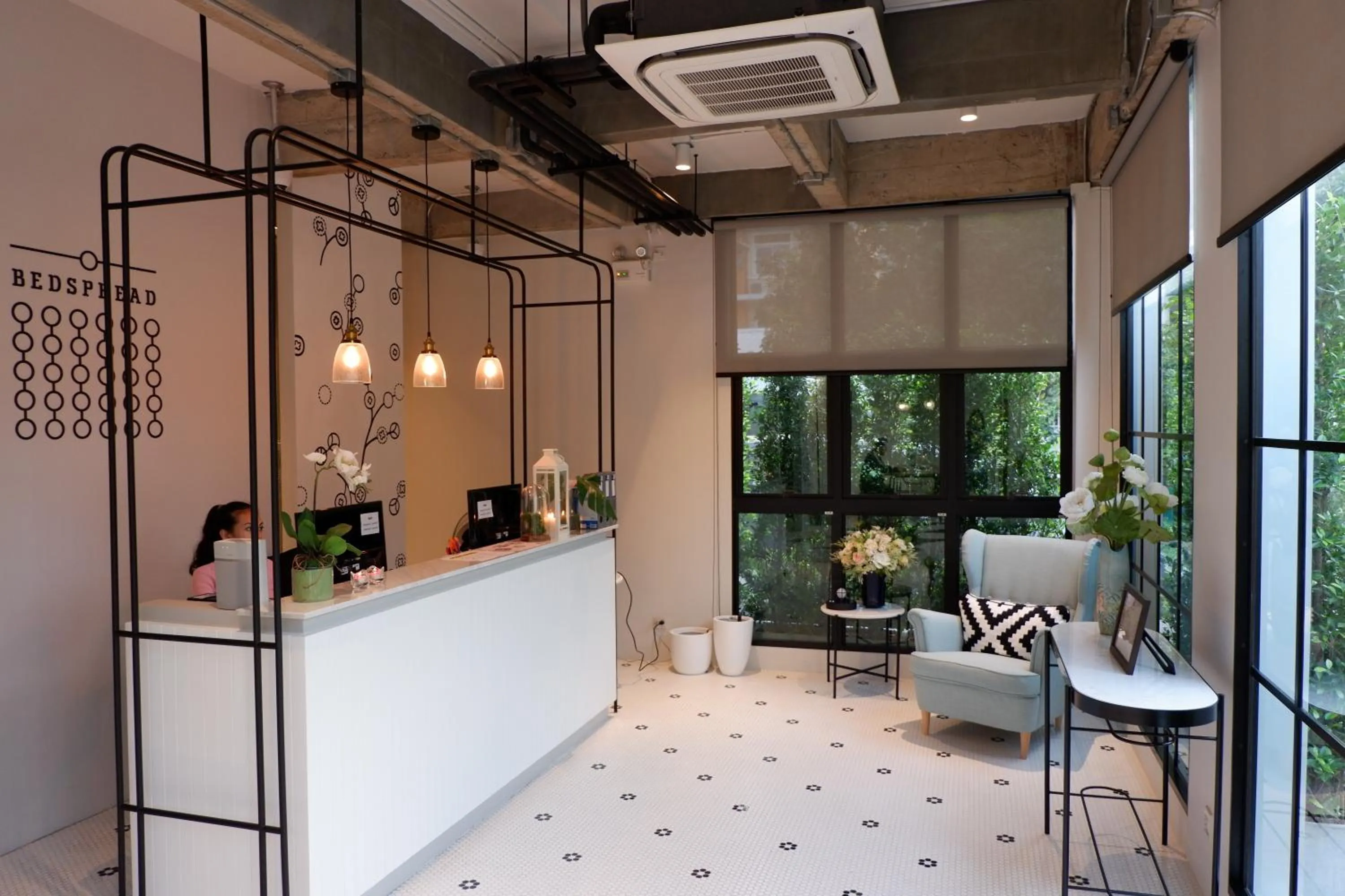 Seating area in Bedspread Hostel