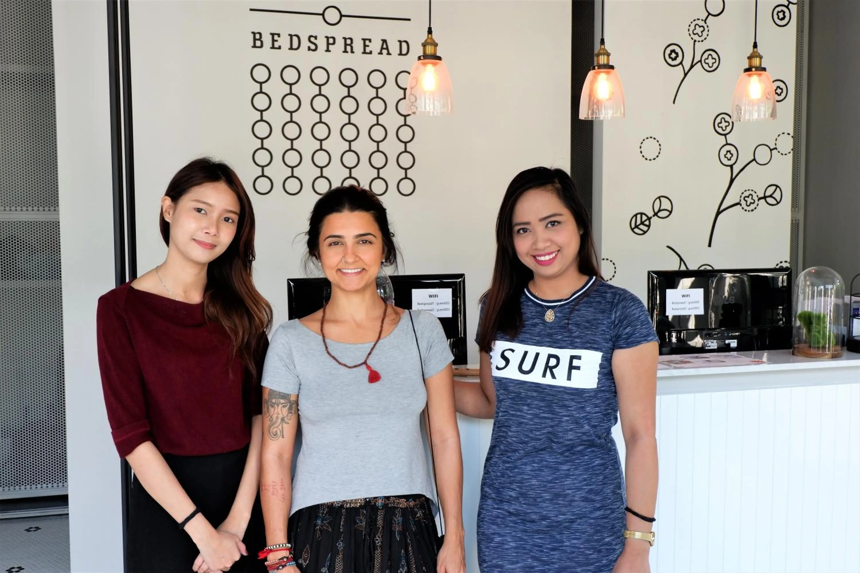 group of guests in Bedspread Hostel