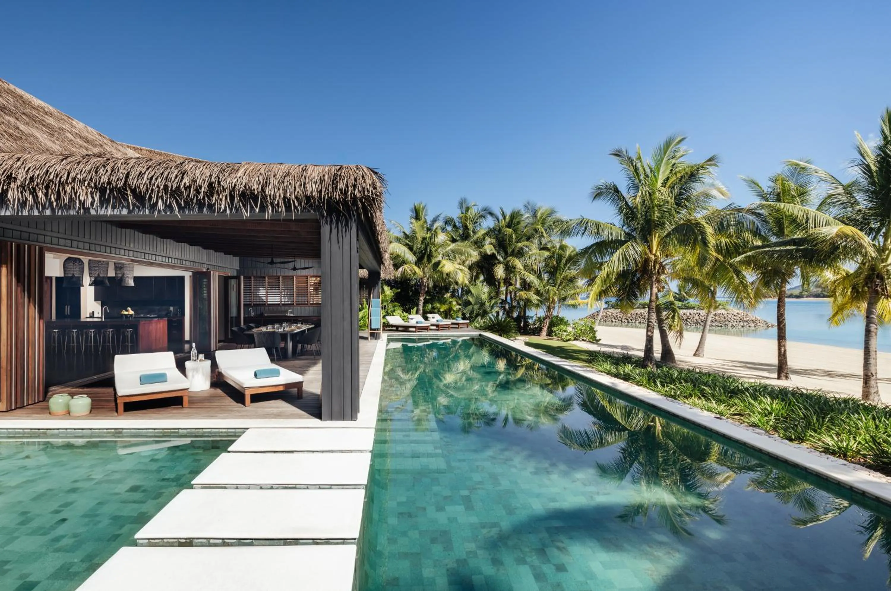 Pool view in Six Senses Fiji