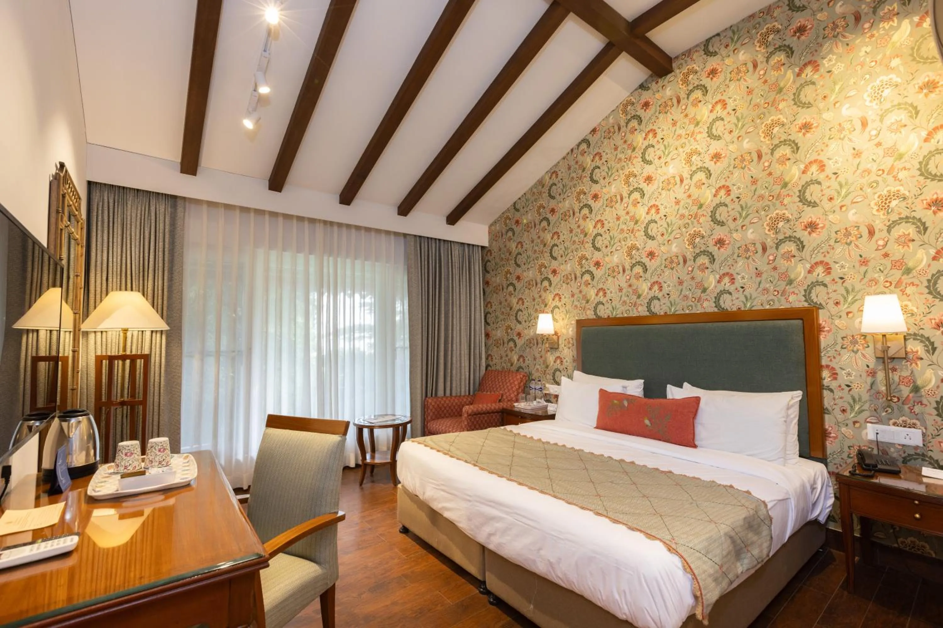 Bed in WelcomHeritage Kasmanda Palace