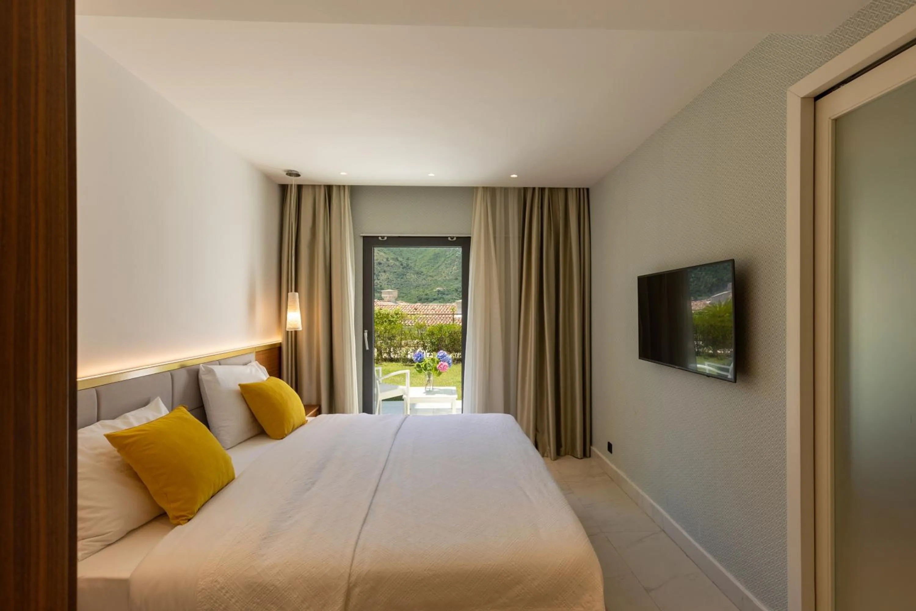 View (from property/room), Bed in HUMA Kotor Bay Hotel and Villas