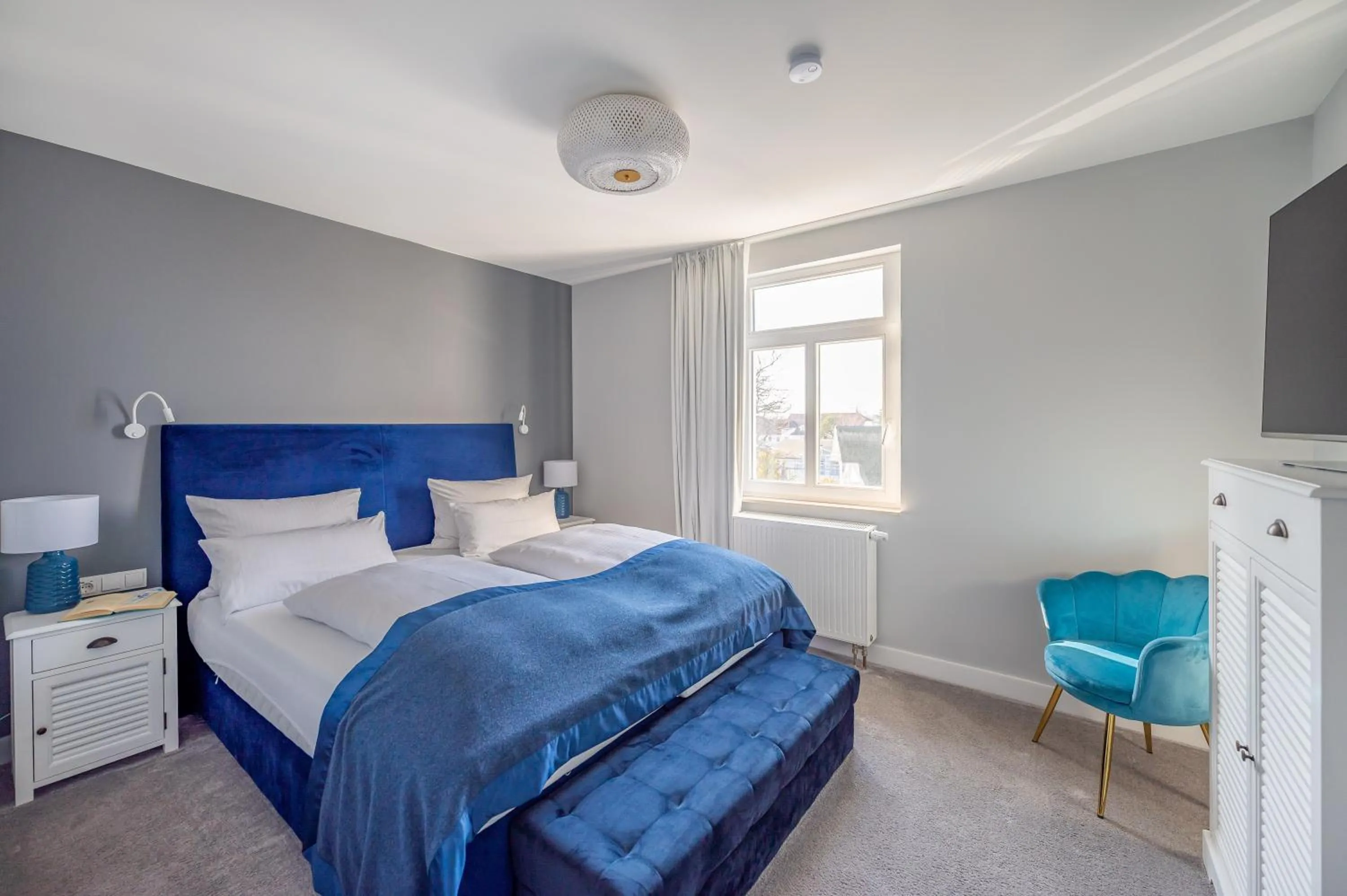 Bedroom, Bed in Strandvilla Glückauf