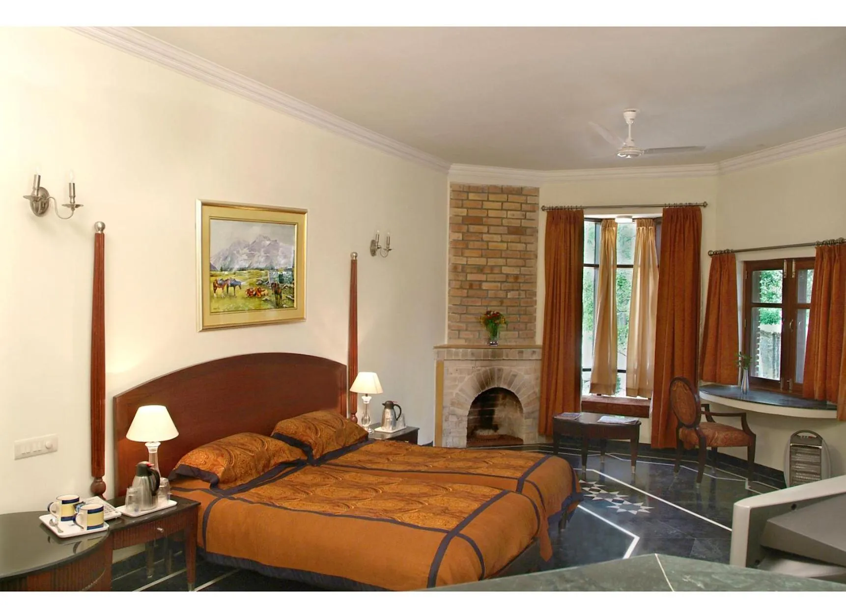 Bed in WelcomHeritage Taragarh Palace