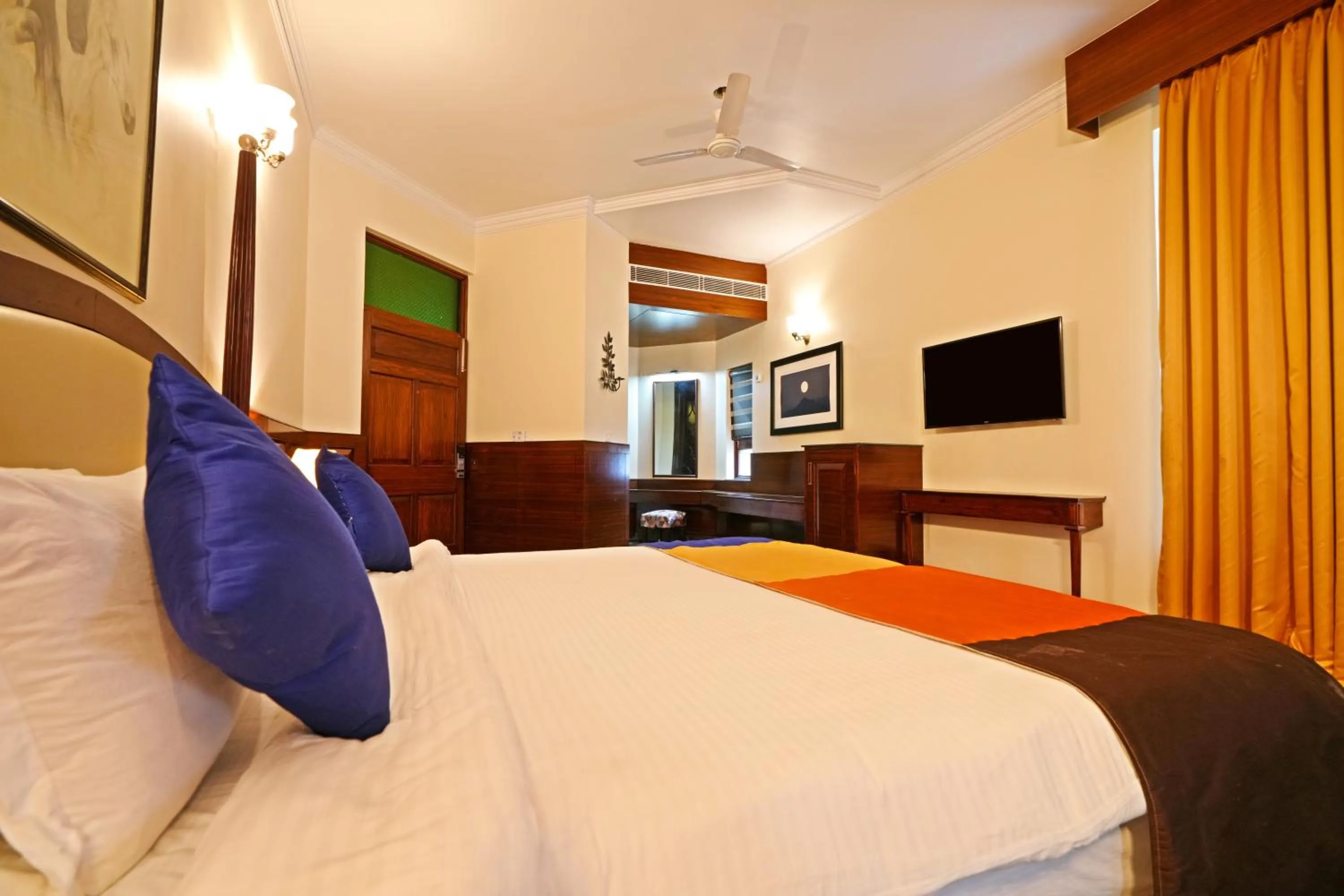 Bed in WelcomHeritage Taragarh Palace