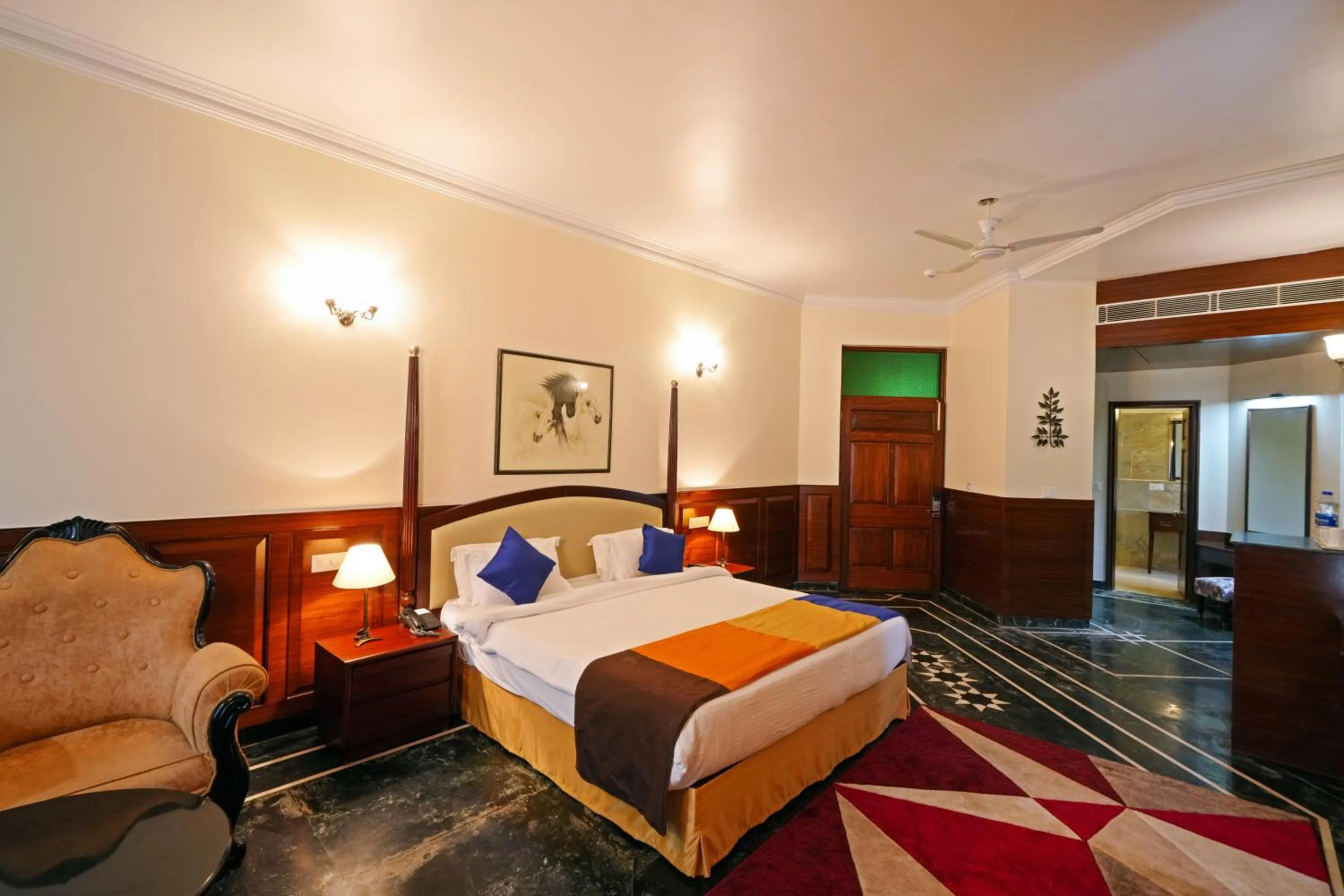 Bed in WelcomHeritage Taragarh Palace