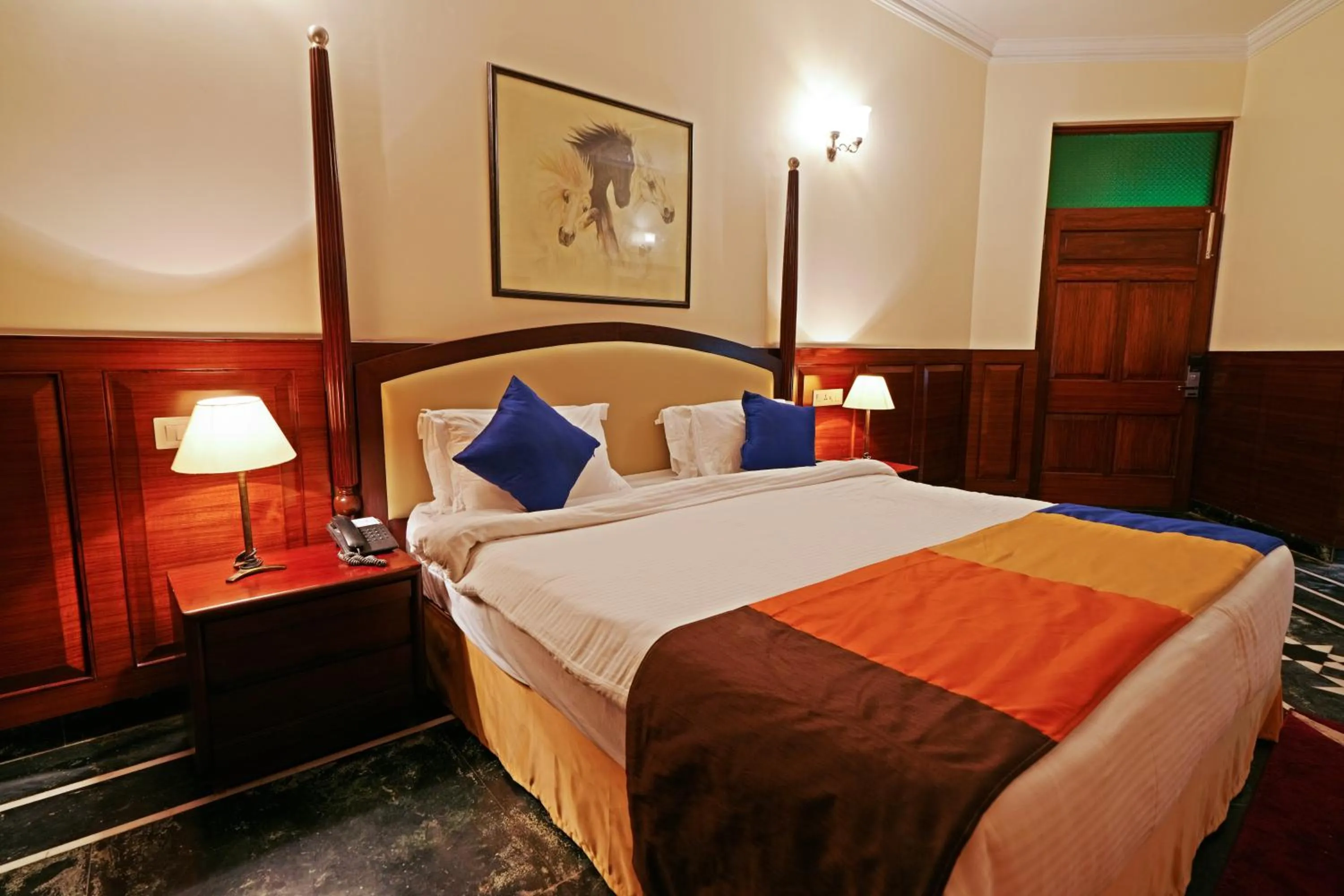 Bed in WelcomHeritage Taragarh Palace