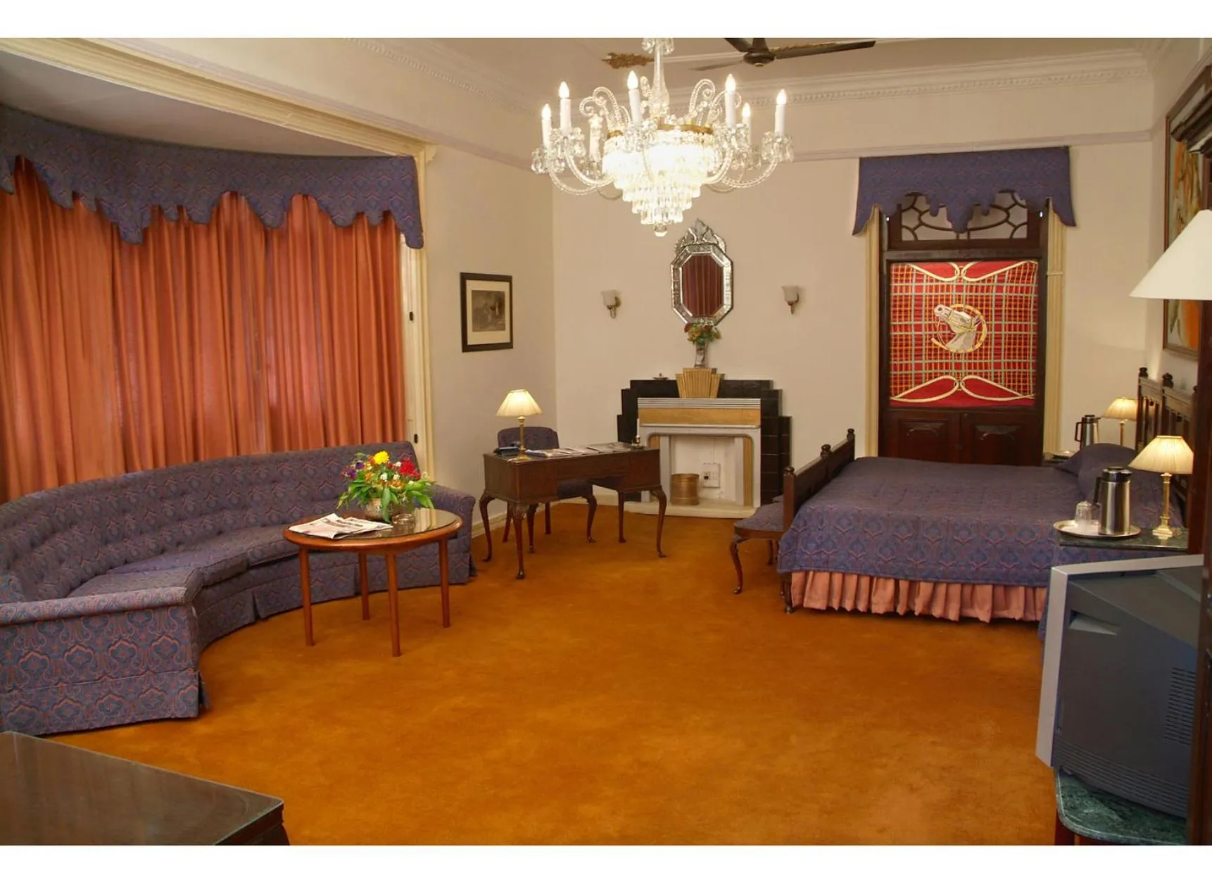 Bed in WelcomHeritage Taragarh Palace