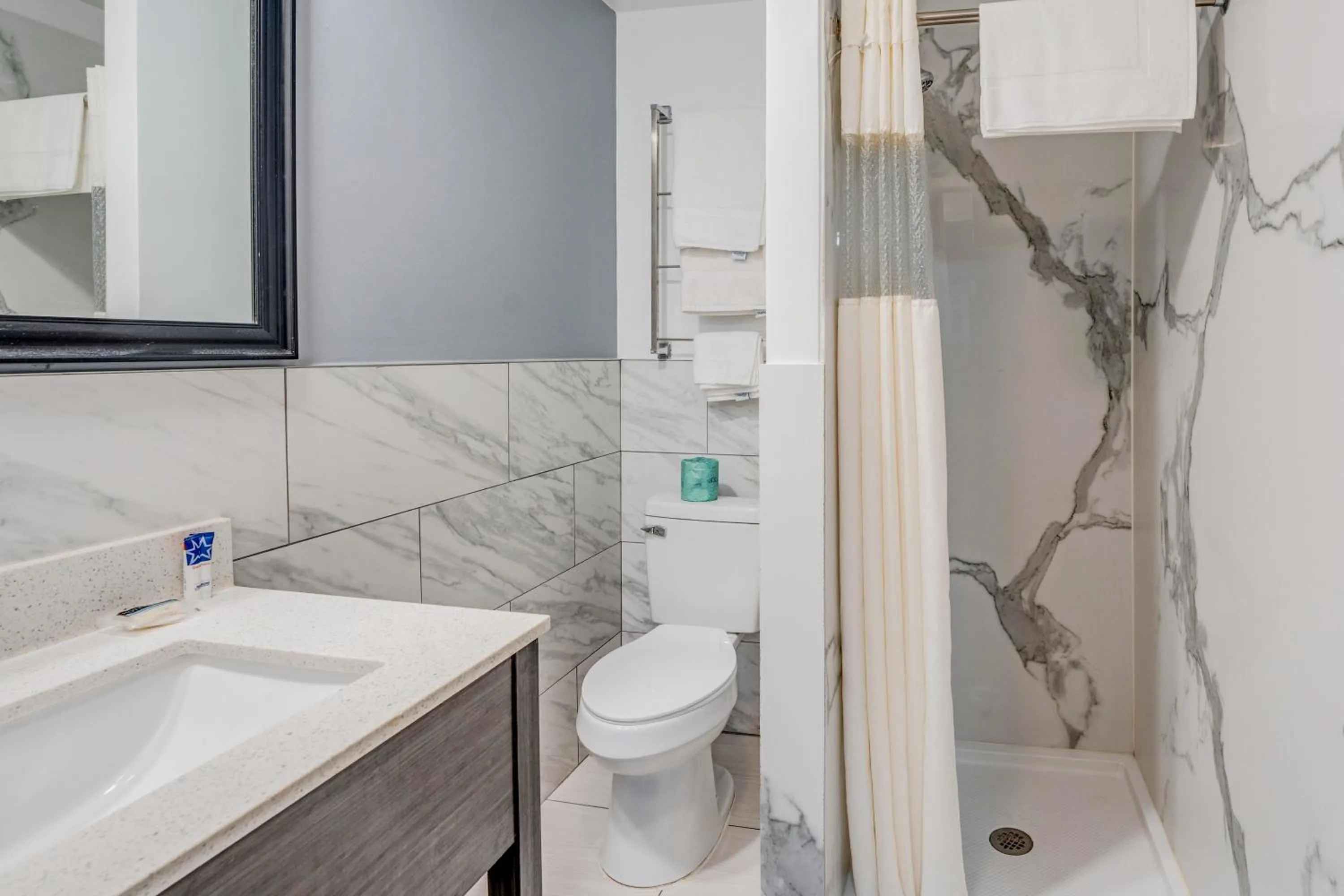 Shower in Americas Best Value Inn Stonington Mystic