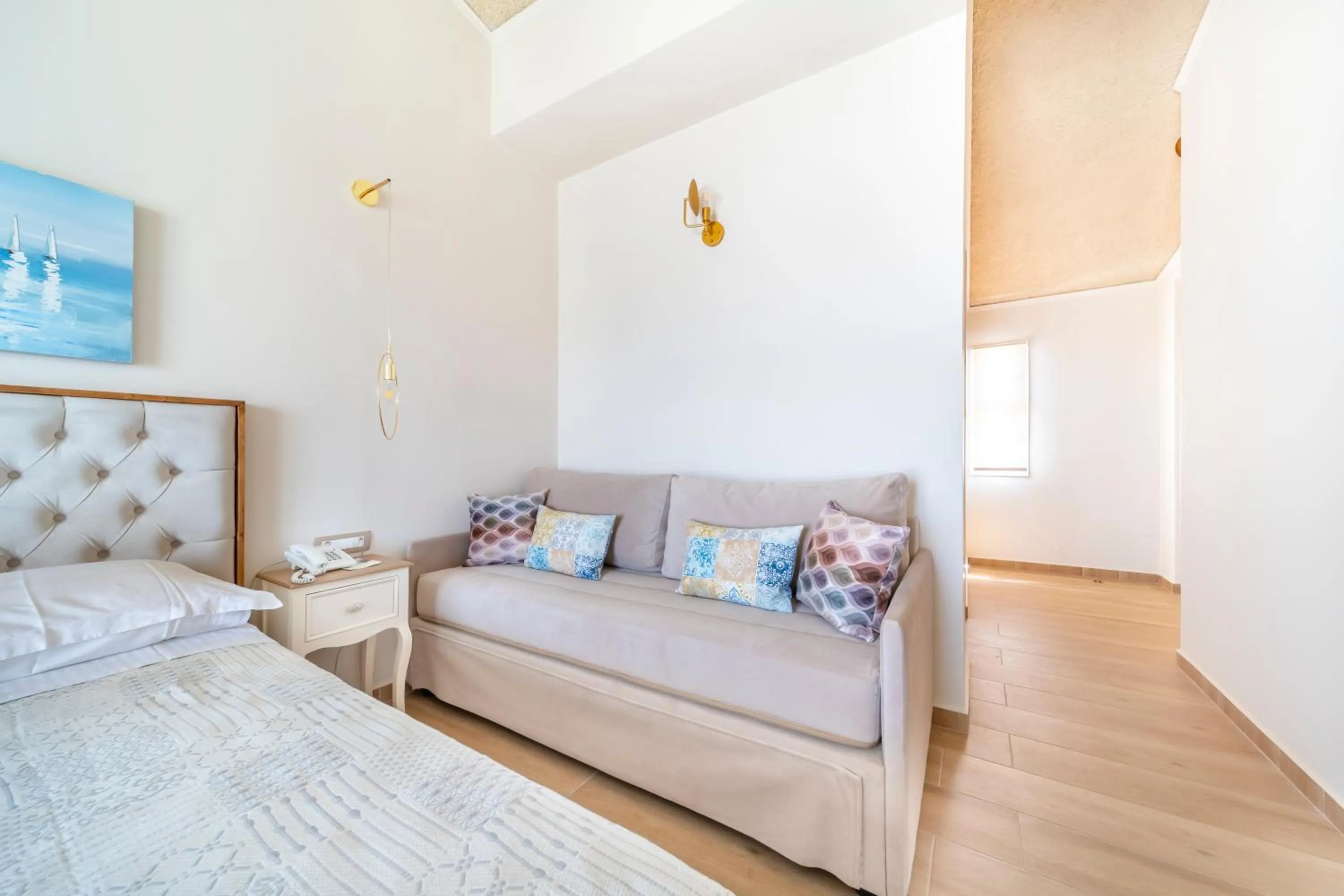 Seating area, Bed in Agia Markella