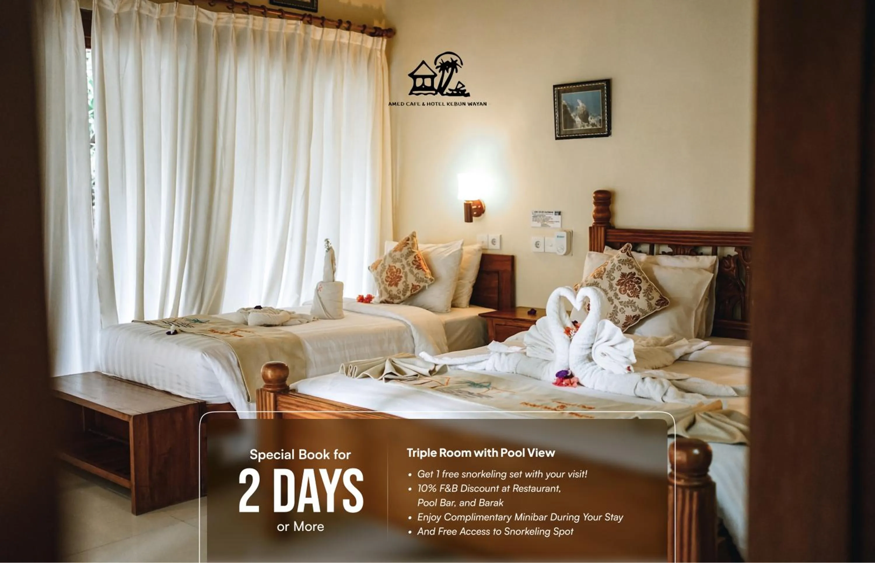 Bed in Amed Cafe & Hotel Kebun Wayan