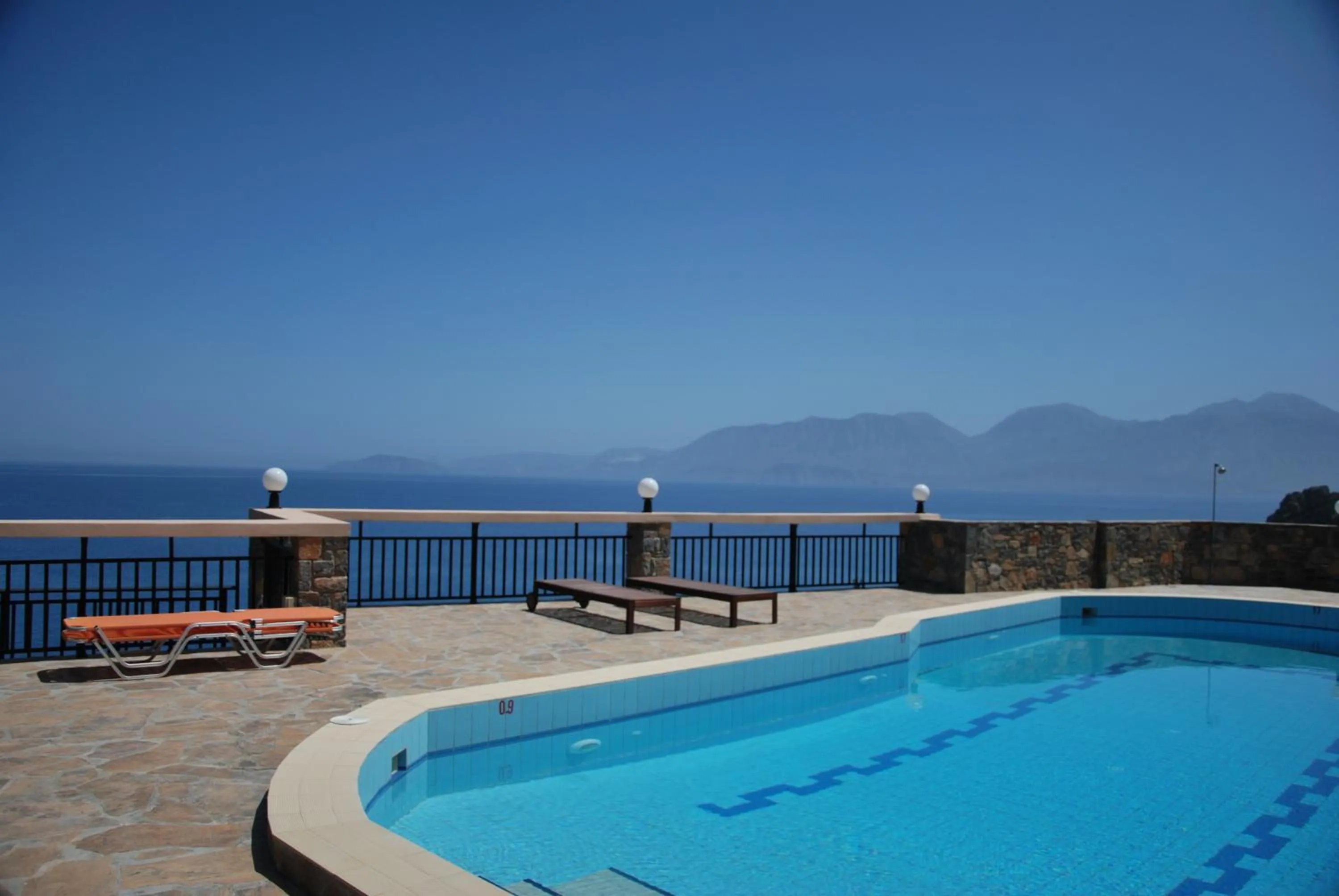 Pool view in Ostria Apartments