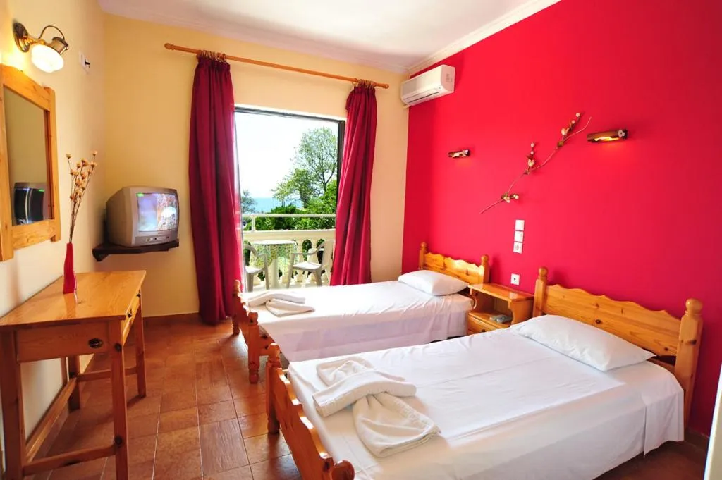 View (from property/room), Bed in Apartments Corfu Sun Pool Side