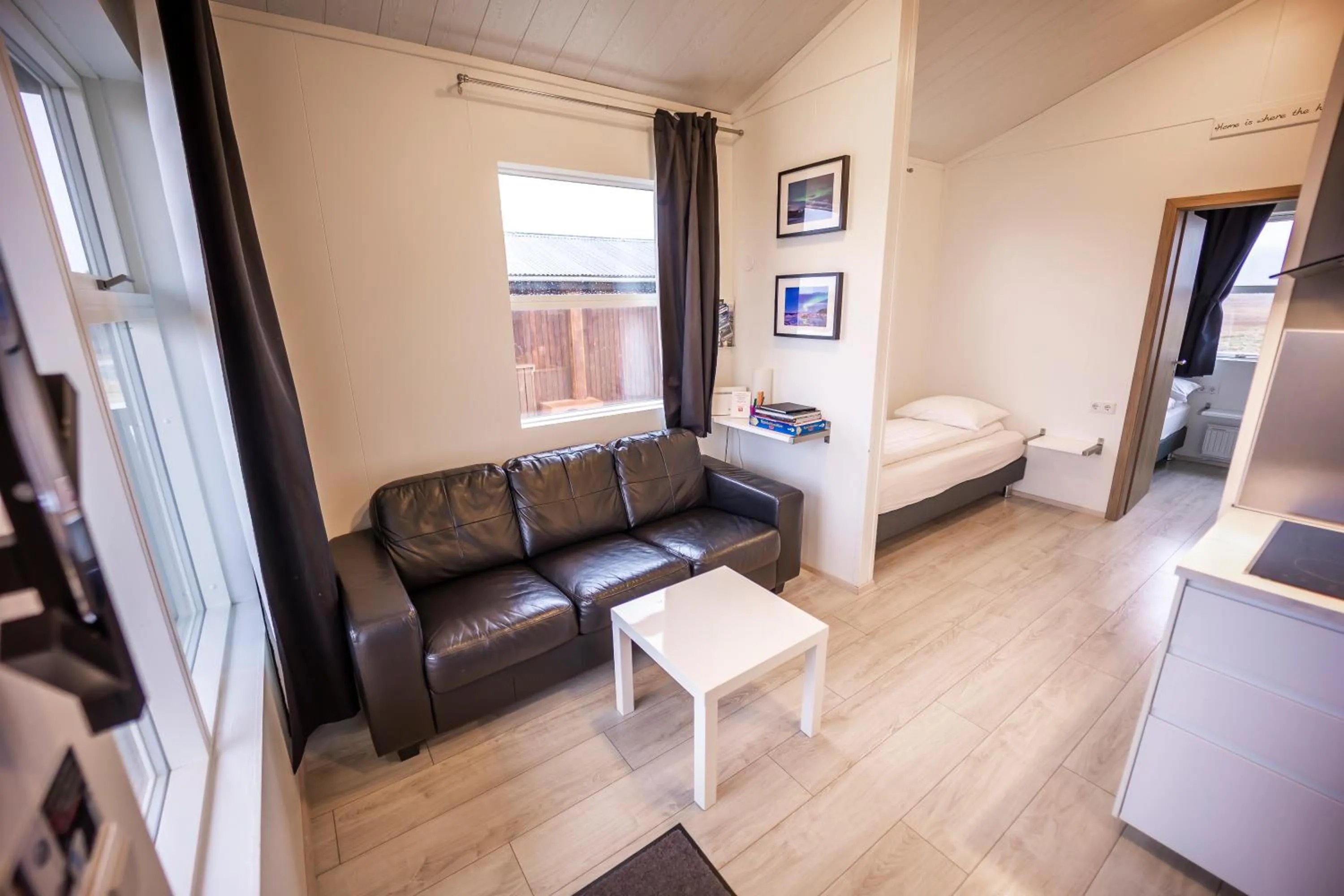 Living room in Aurora Cabins