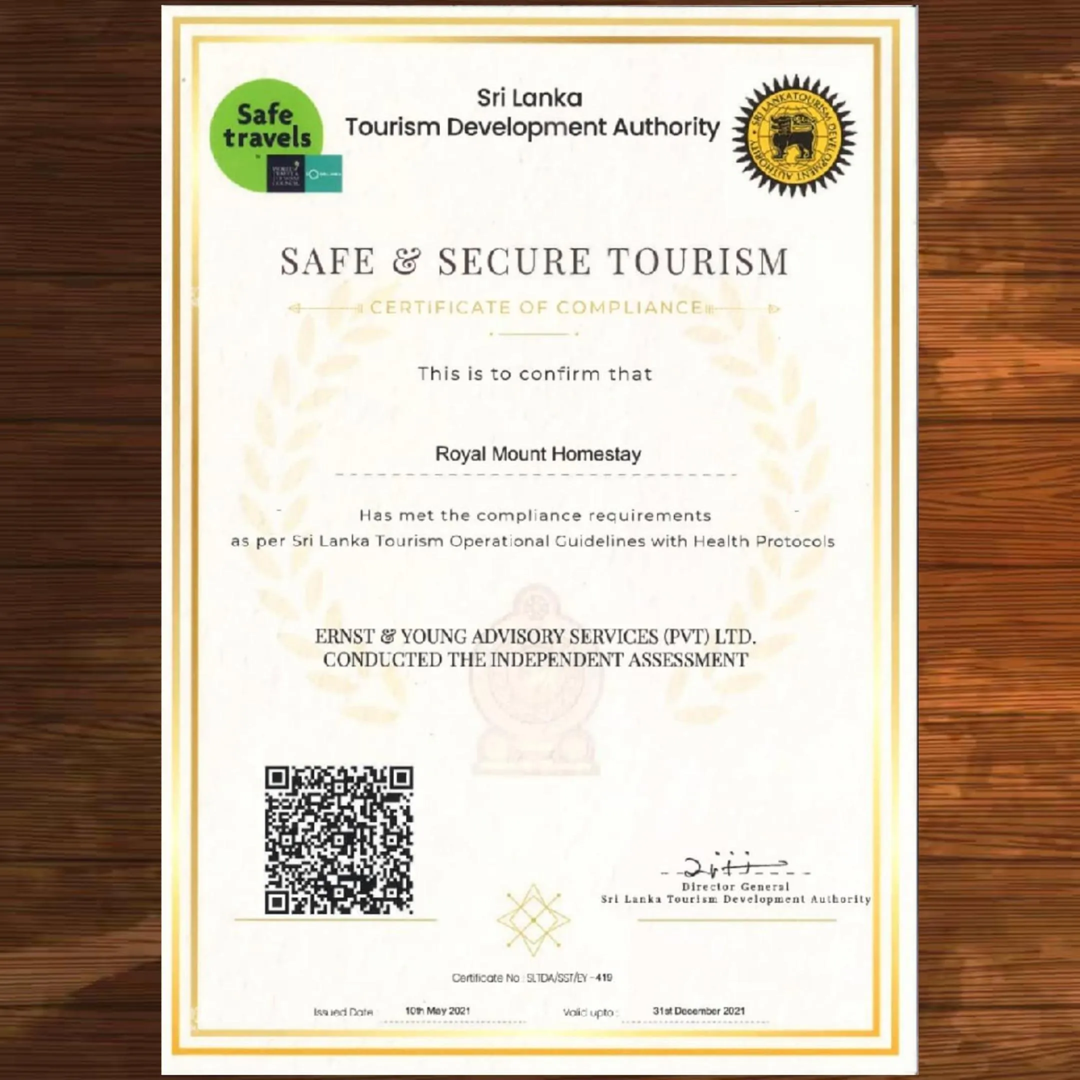 Certificate/Award in Royal Mount Ella