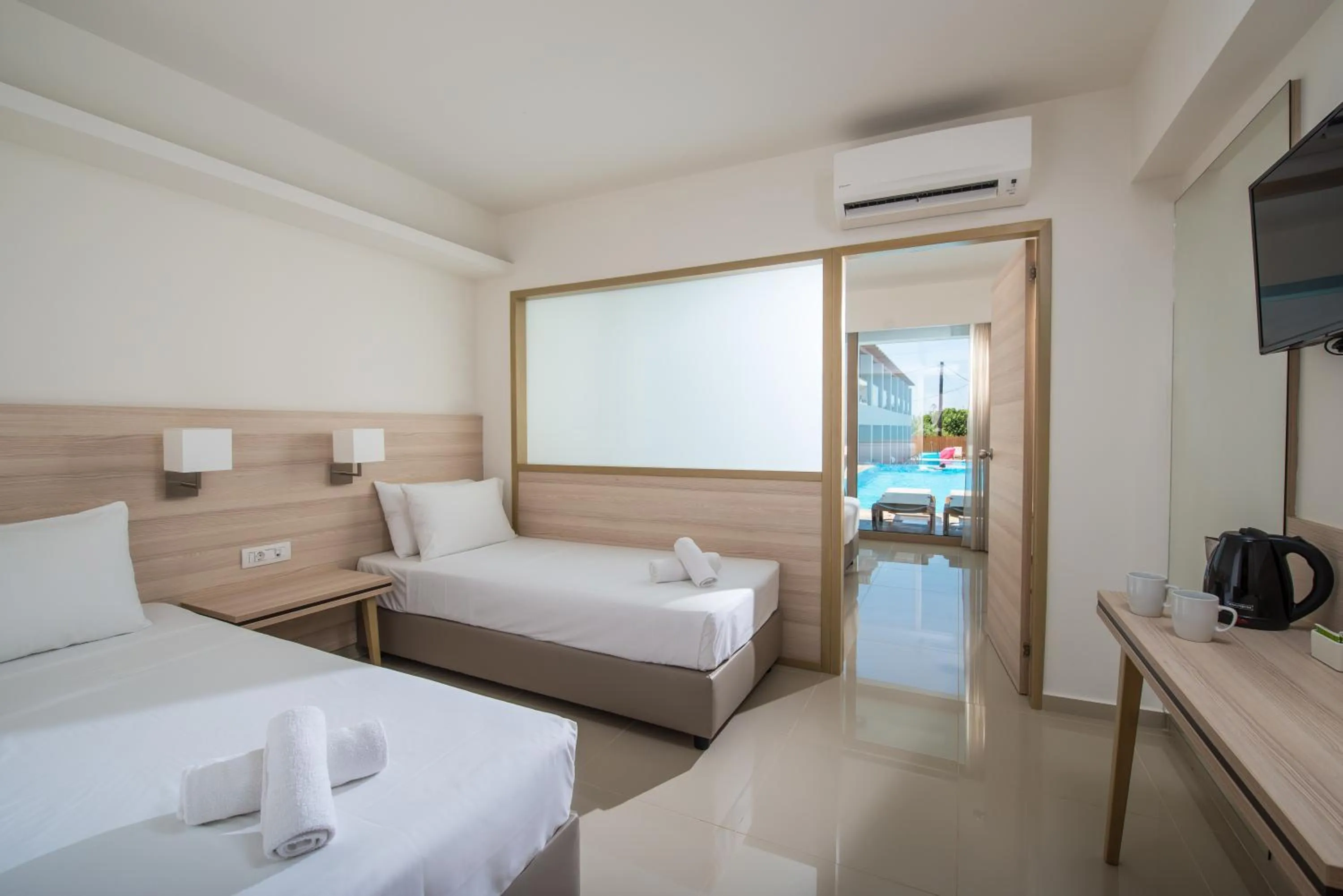 Bedroom, Bed in Gouves Waterpark Holiday Resort