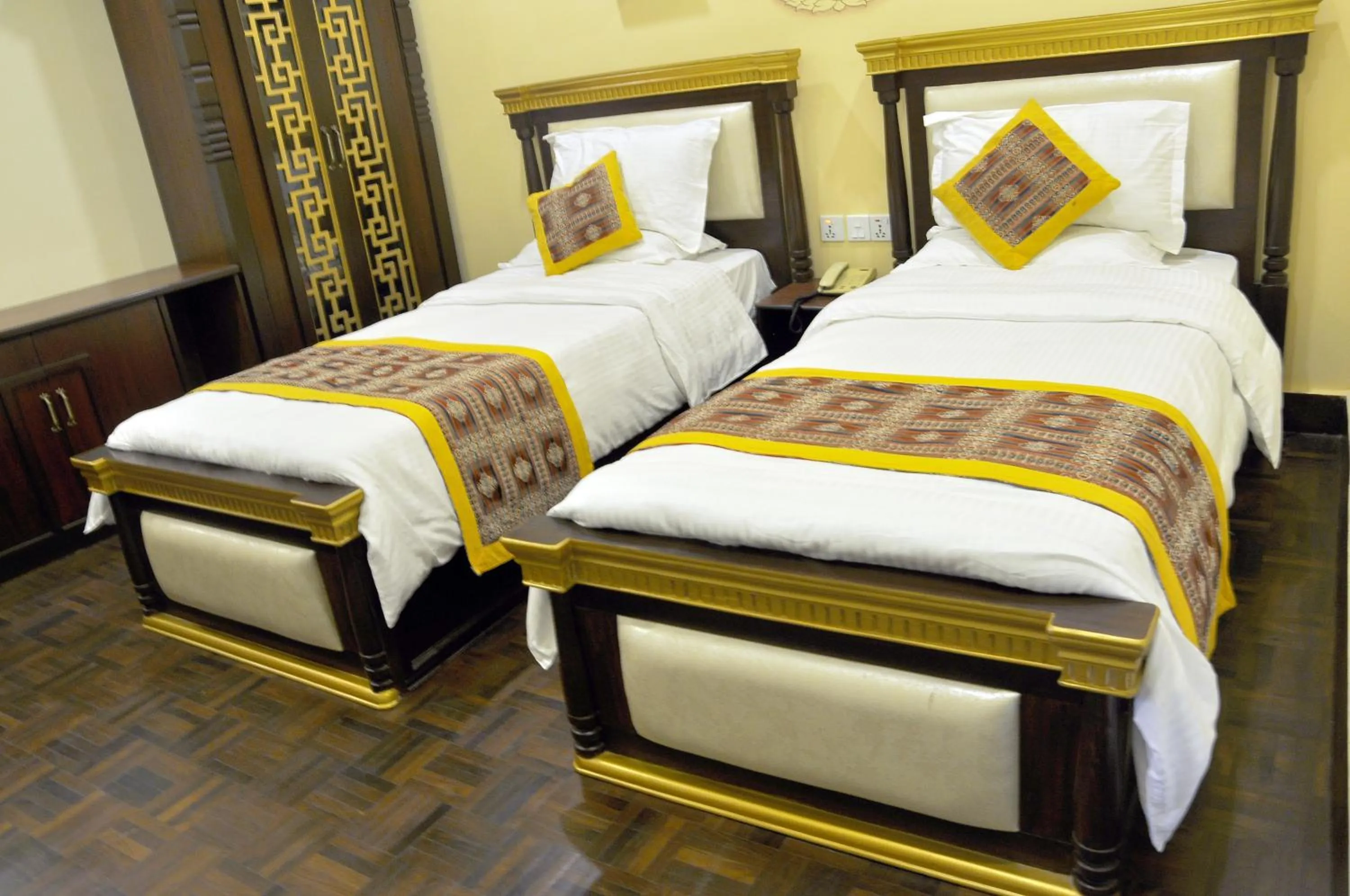 Bed in Hotel Encounter Nepal & Spa