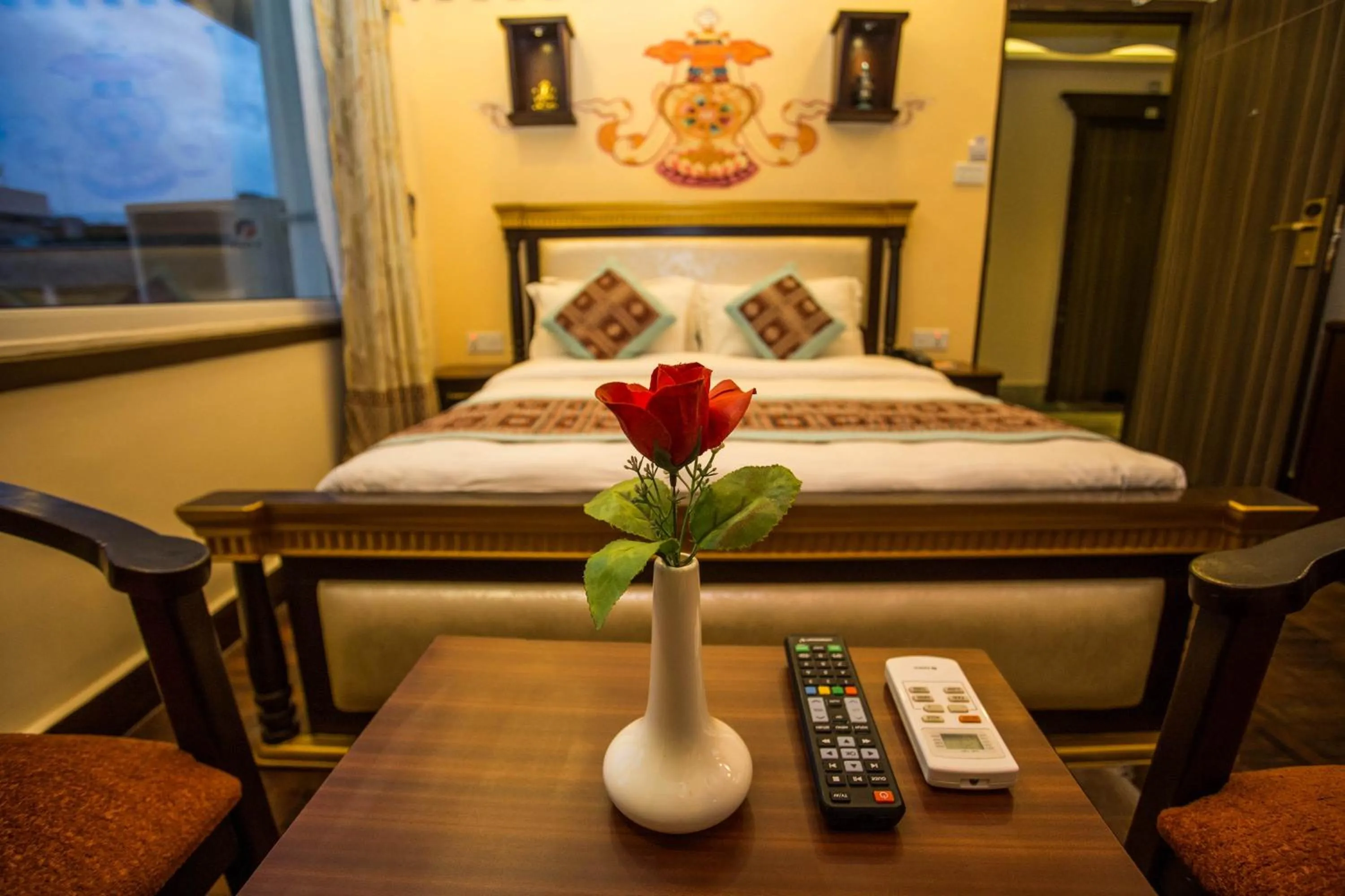 Bed in Hotel Encounter Nepal & Spa