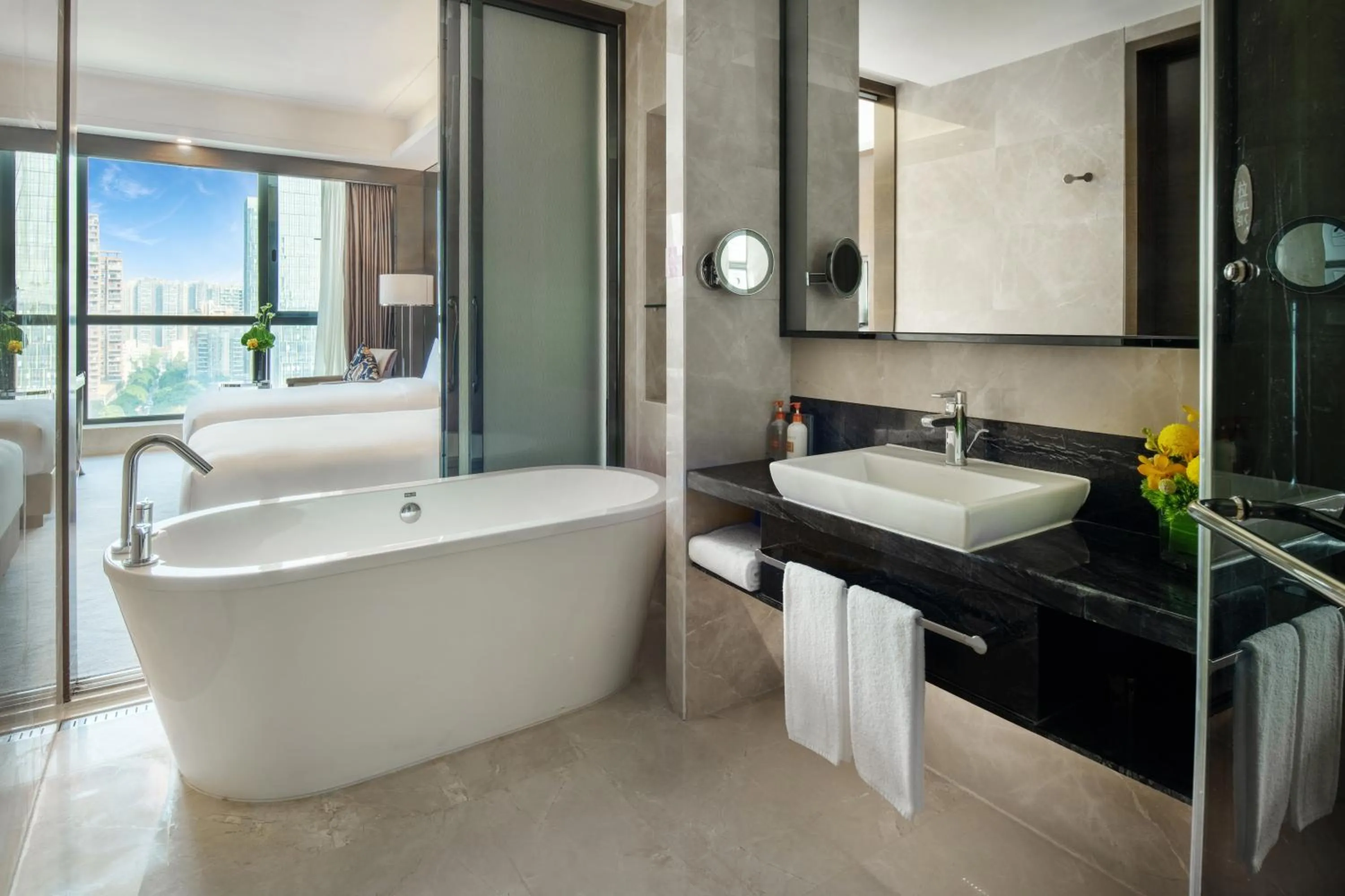 Bathroom in Crowne Plaza Shenzhen Longgang City Centre by IHG