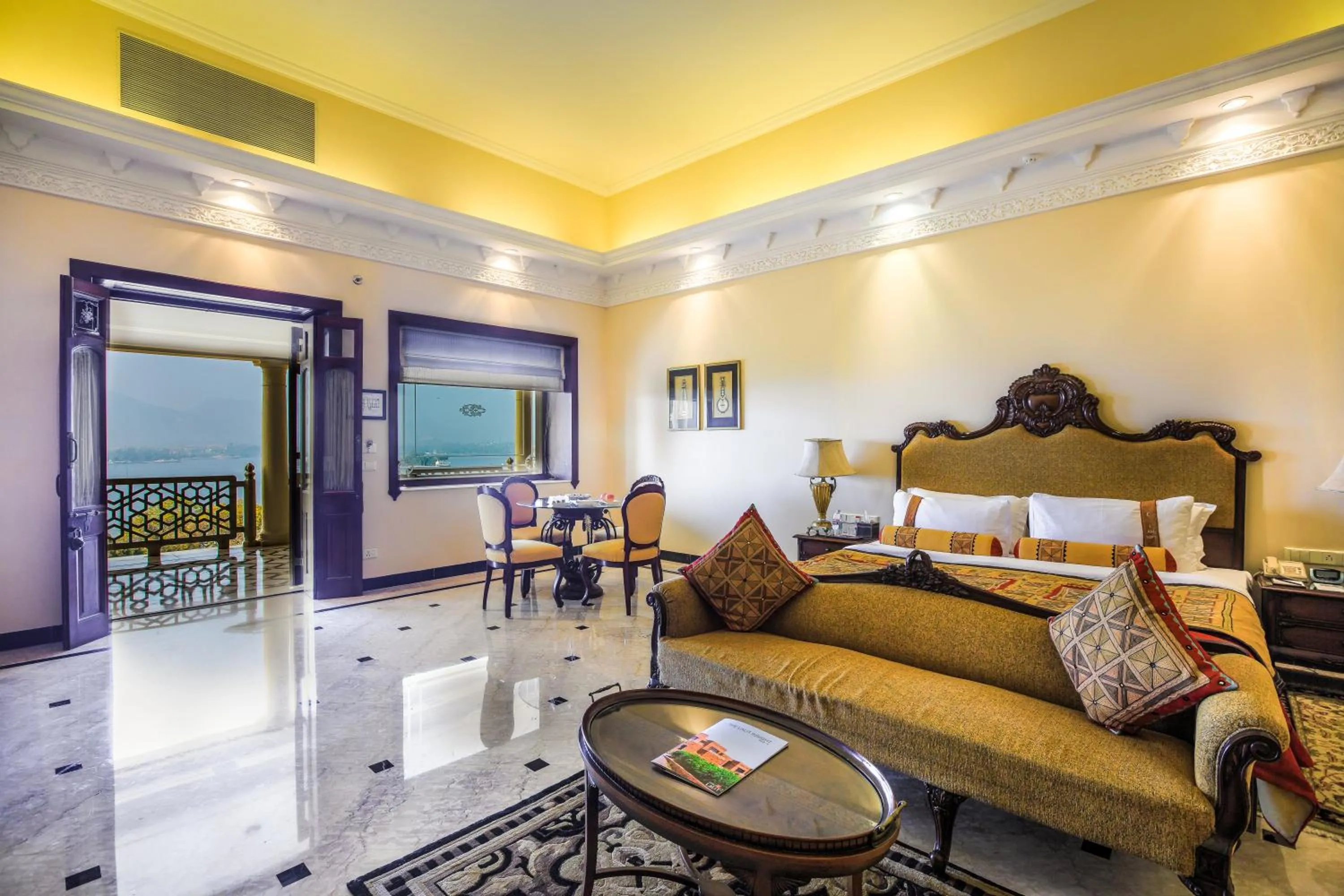 Bed in The Lalit Laxmi Vilas Palace