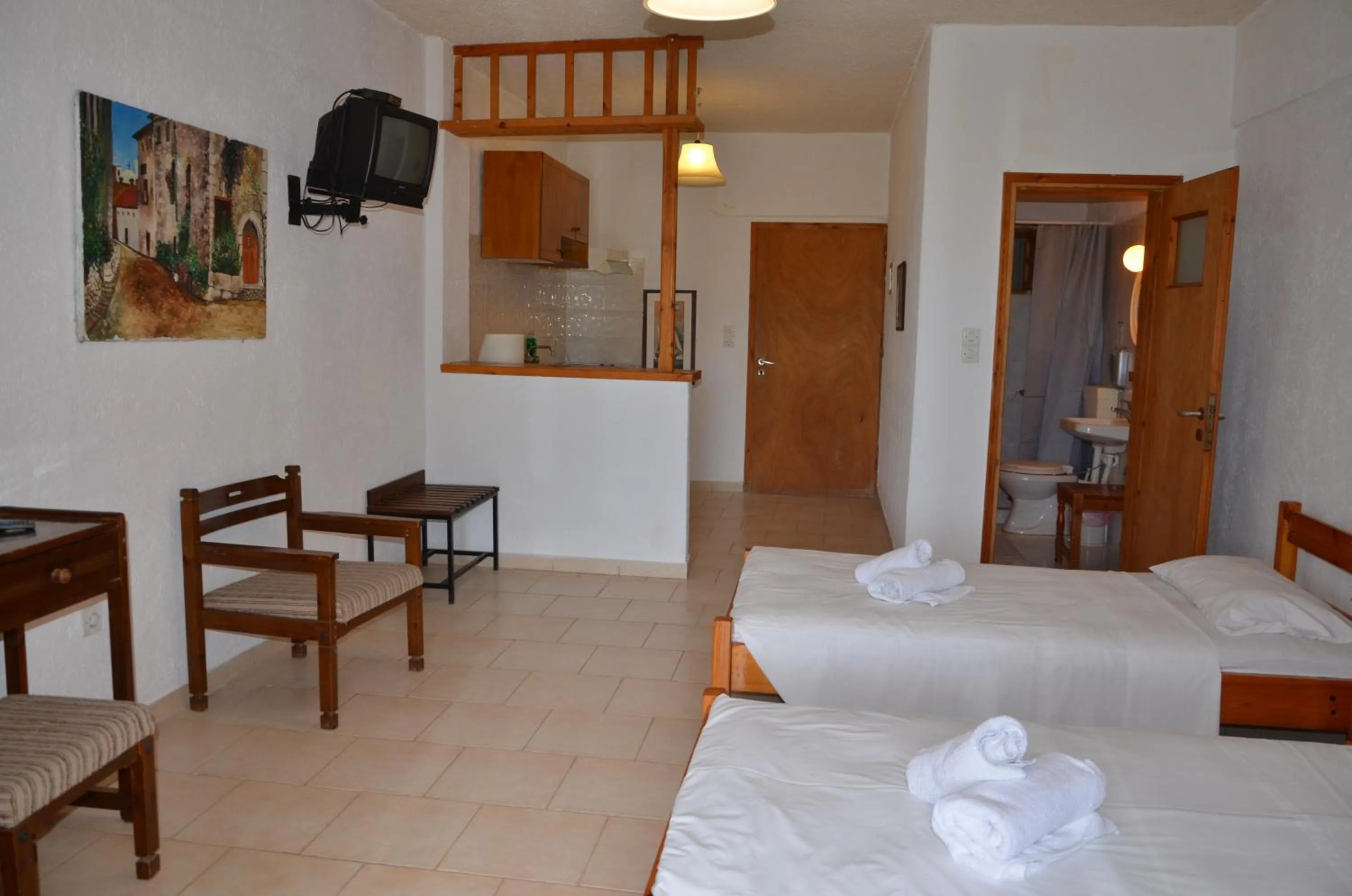 Bed in Vagia Beach Apartments, Aegina Island