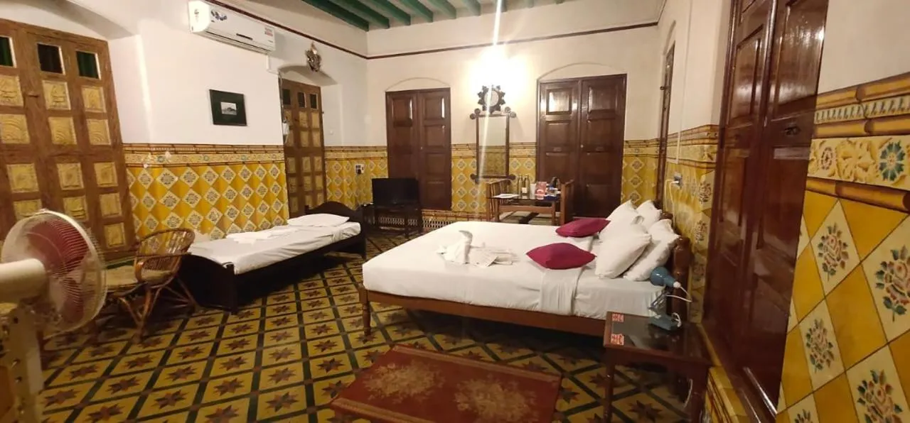 Bed in Chettinadu Mansion – An Authentic Heritage Palace