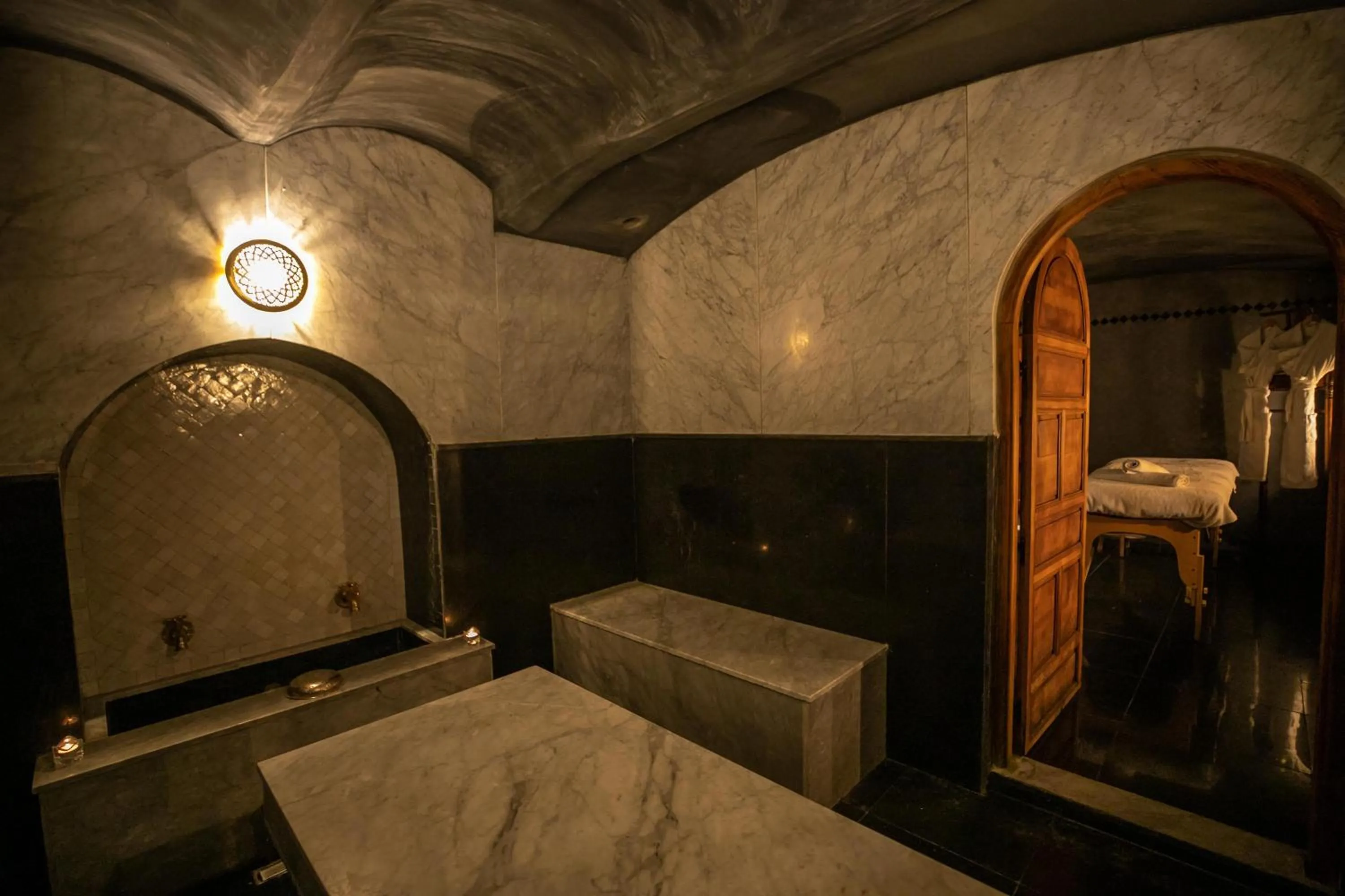 Steam room, Bed in Riad Layla