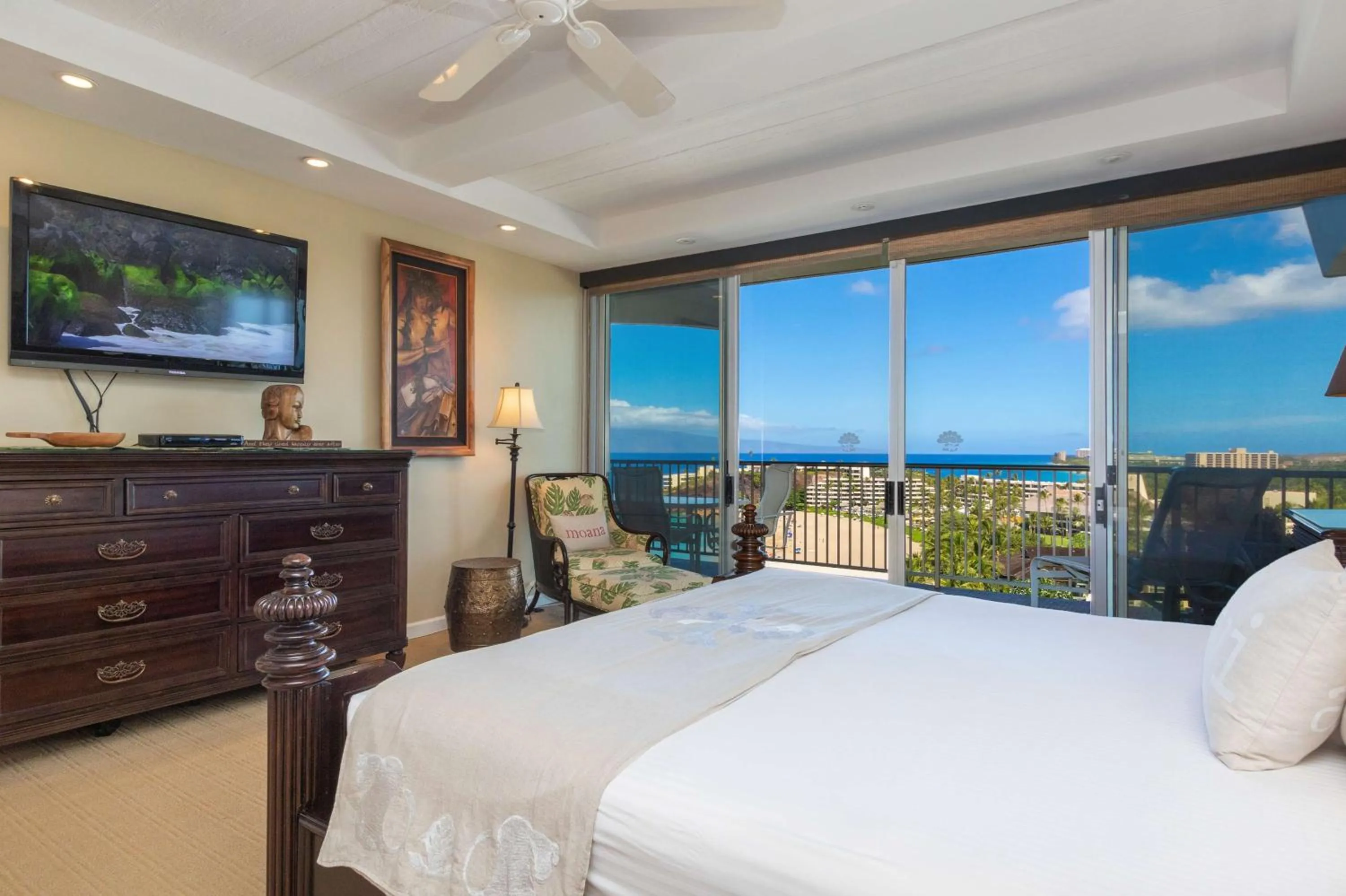 View (from property/room), Bed in Aston at The Whaler on Kaanapali Beach
