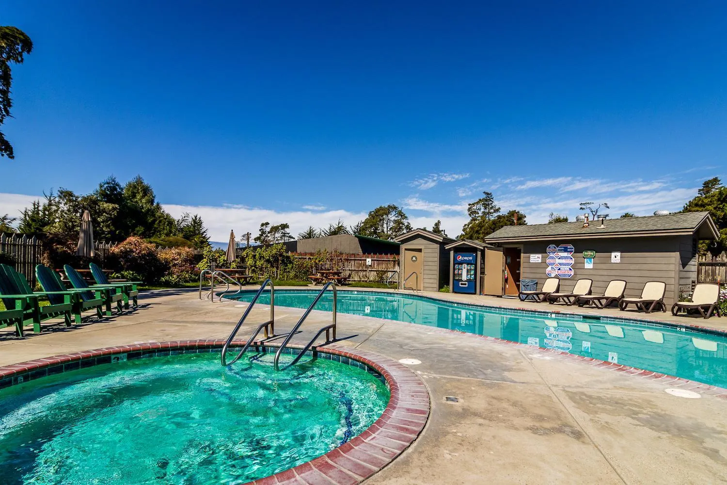 Pool view in Cambria Pines Lodge