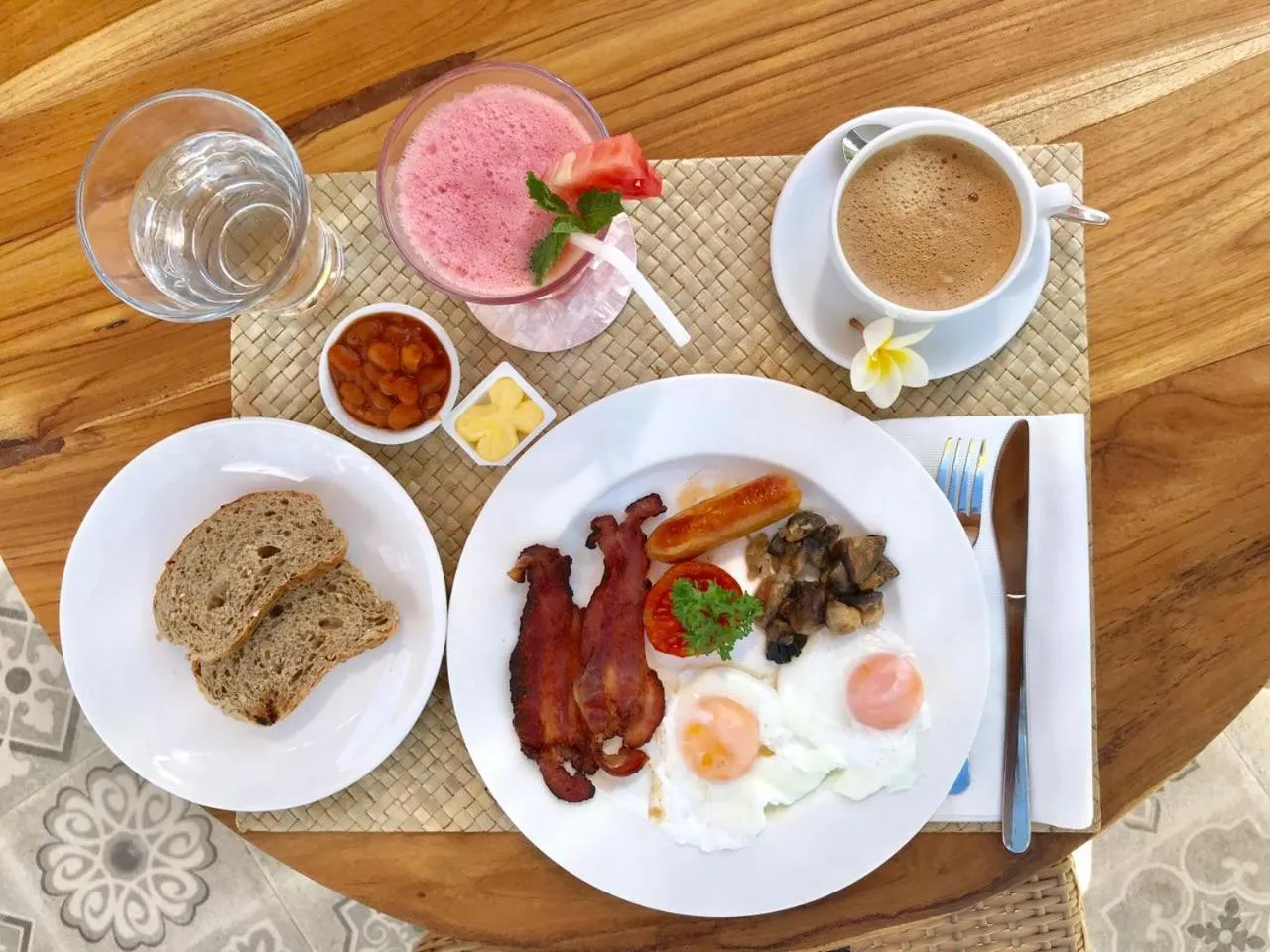 American breakfast in The Akasha Seminyak Bali Luxury Villas
