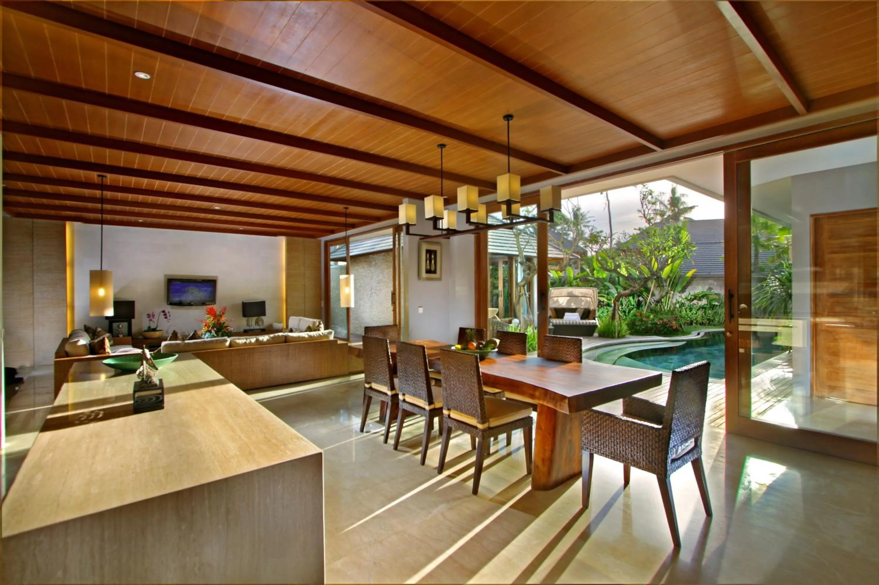 Communal lounge/ TV room in The Akasha Seminyak Bali Luxury Villas