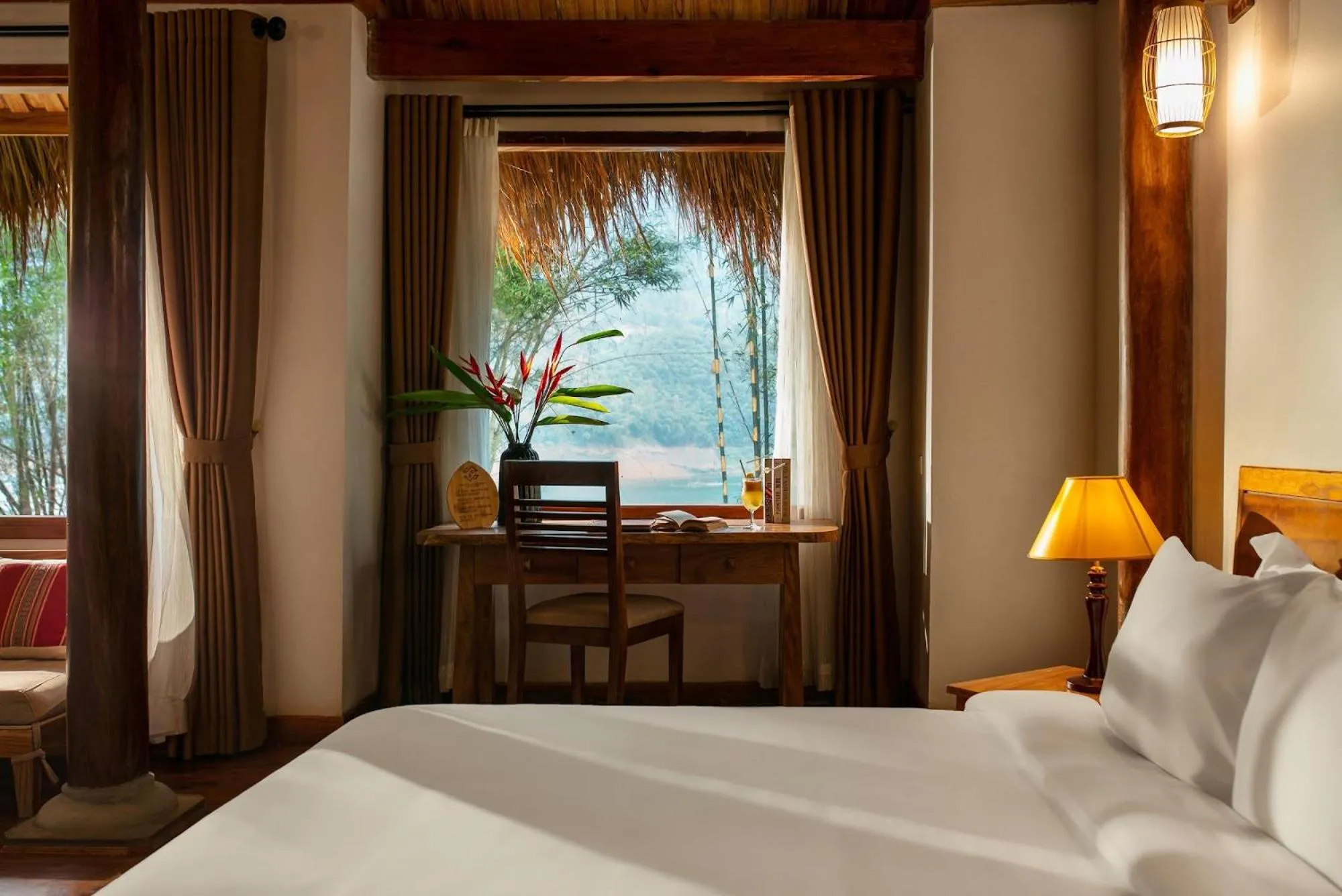 River view, Bed in Mai Chau Hideaway Lake Resort