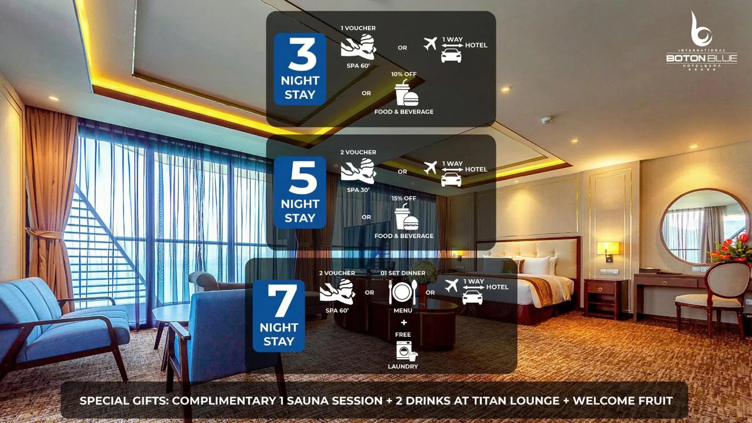 Suite Oceanfront – Wine, Sauna & VIP Perks in Boton Blue Hotel & Spa Suite Oceanfront – Wine, Sauna & VIP Perks in Boton Blue Hotel & Spa