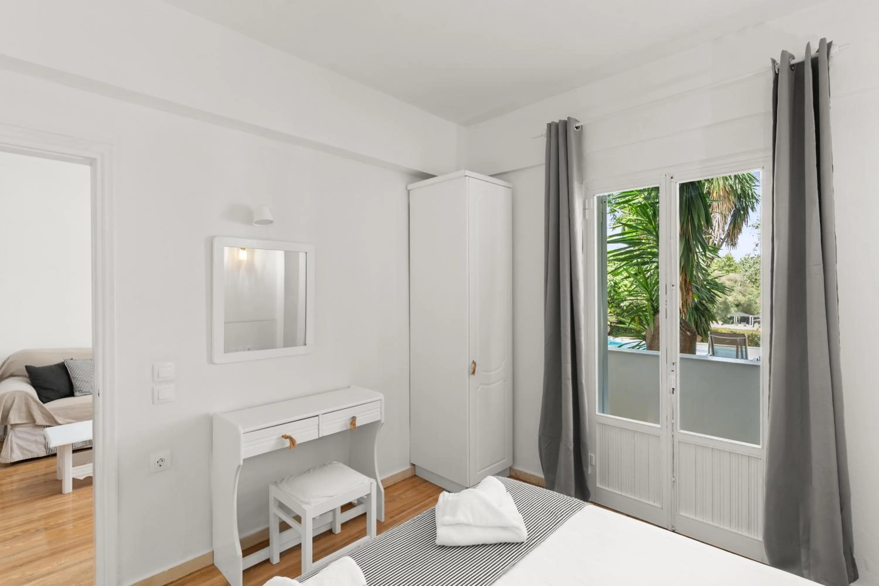 View (from property/room), Bed in Mr and Mrs White Corfu Couples Retreat Adults Only