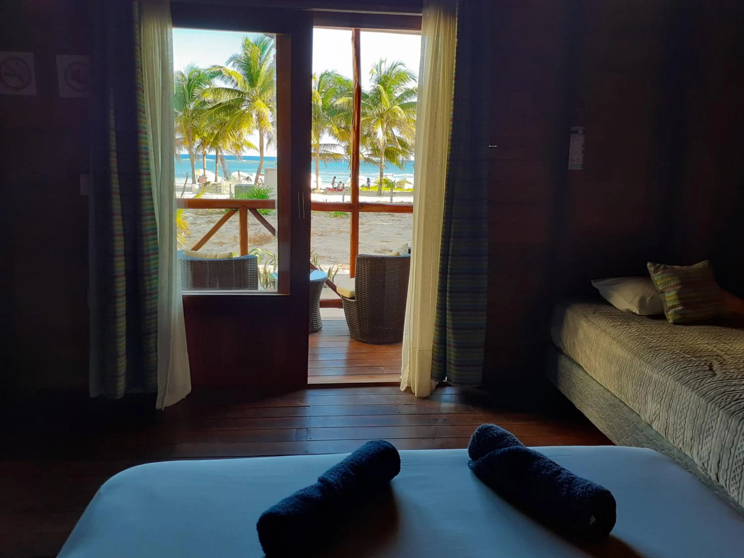 Bed in Palmeras de Mahahual Cabañas