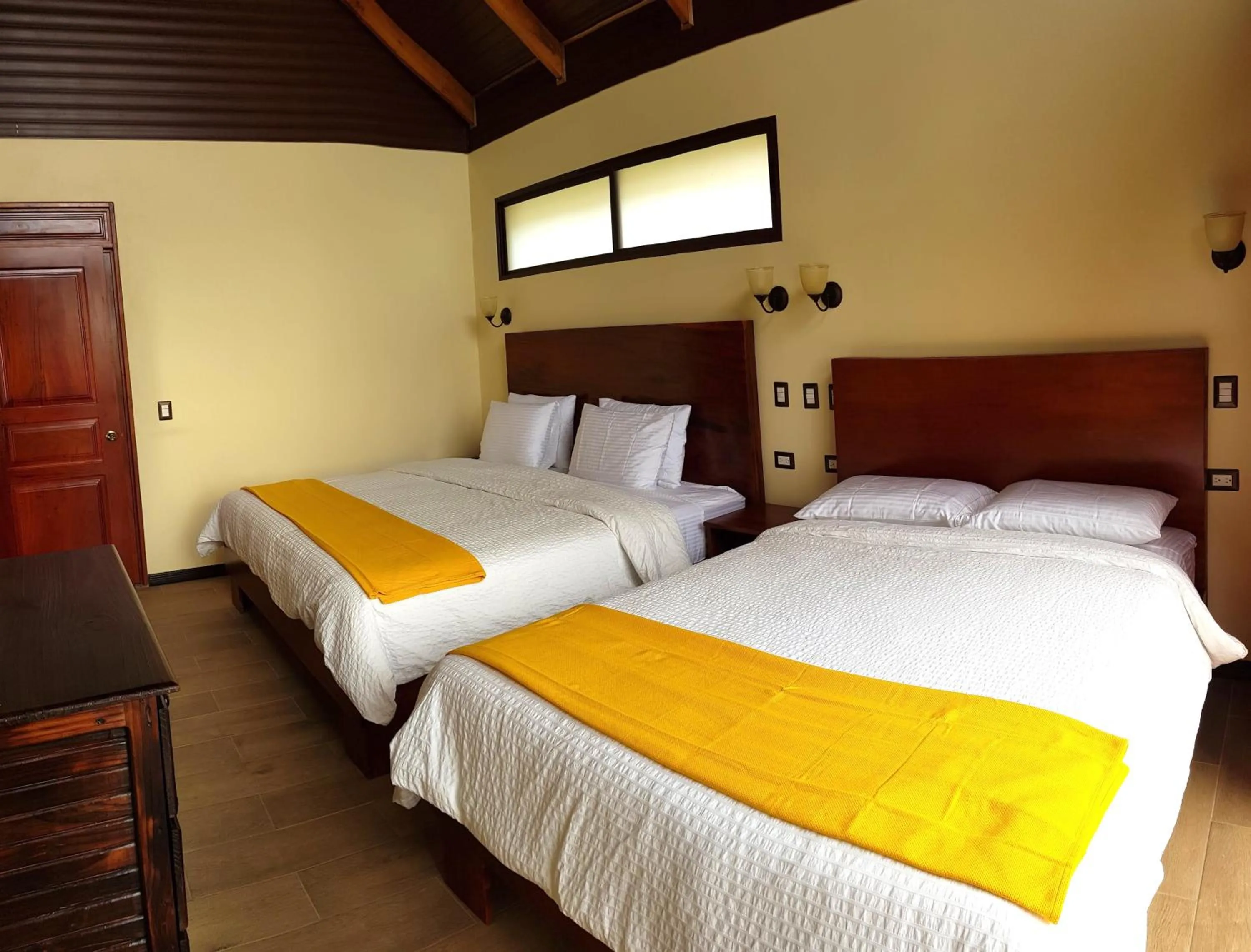 Bed in Green Forest Rustic Houses