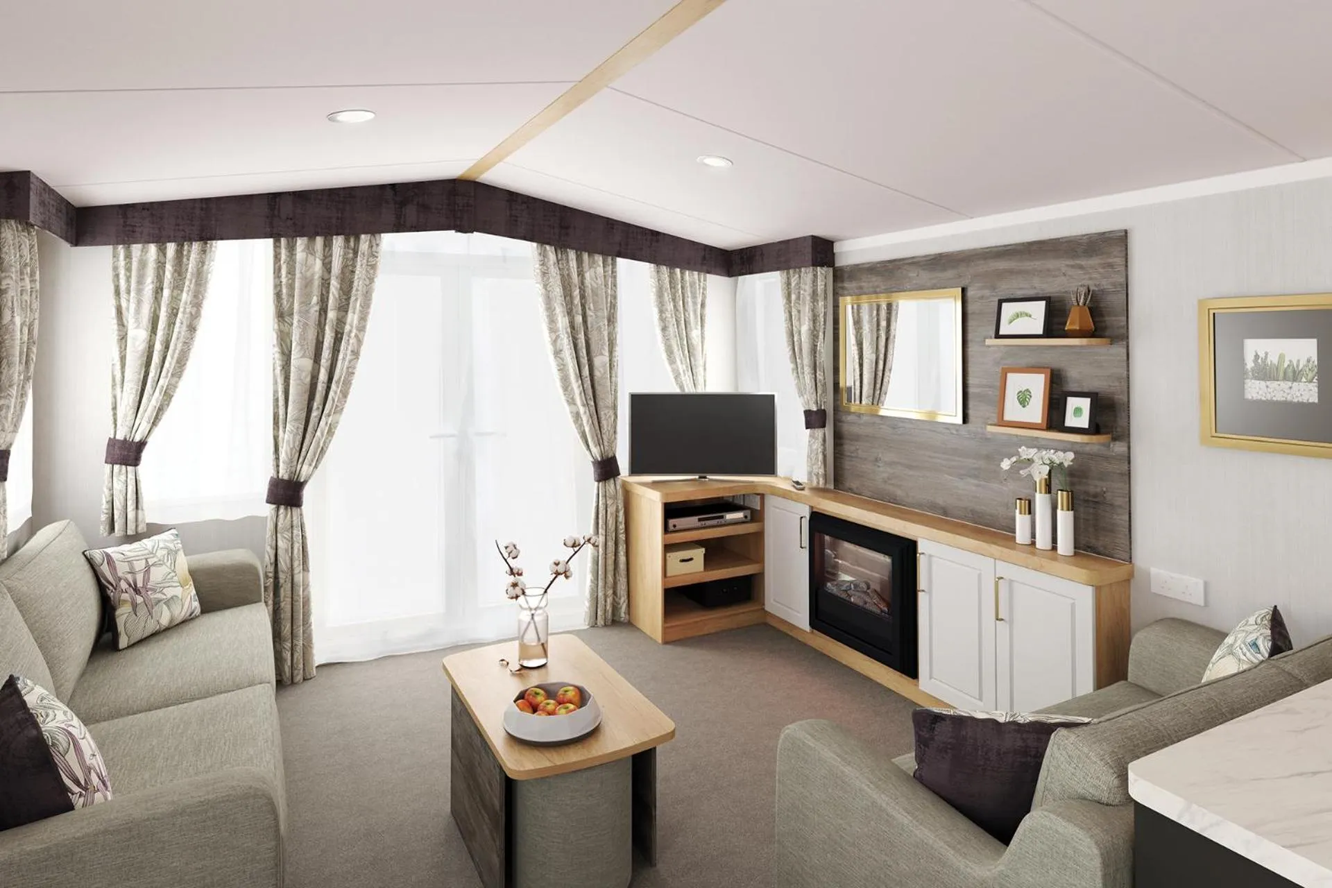 Living room in Cardigan Bay Holiday Park