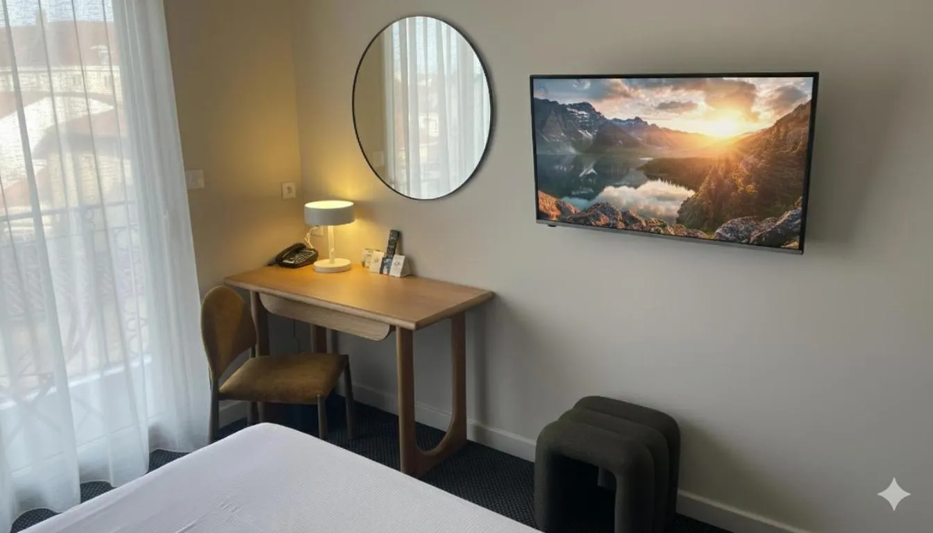 TV and multimedia, Bed in Cit'Hotel Logis De Brou, Bourg en Bresse