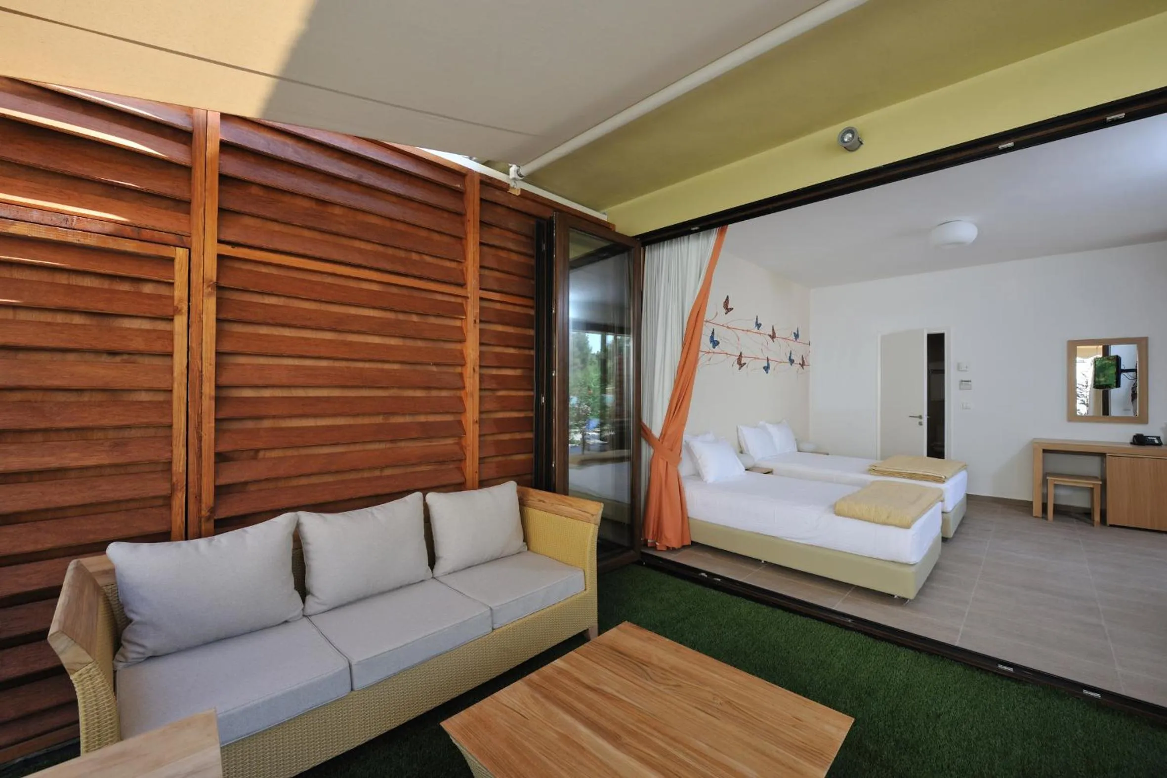 Patio, Bed in Club Agia Anna