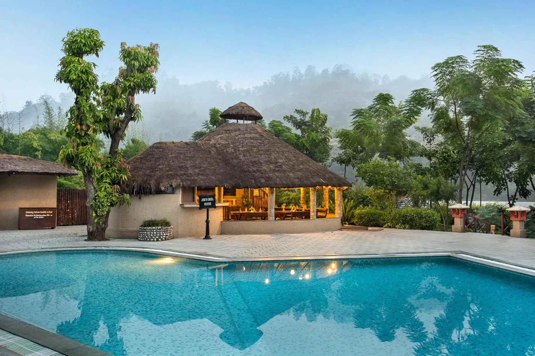 Pool view in The Riverview Retreat Corbett by Leisure Hotels