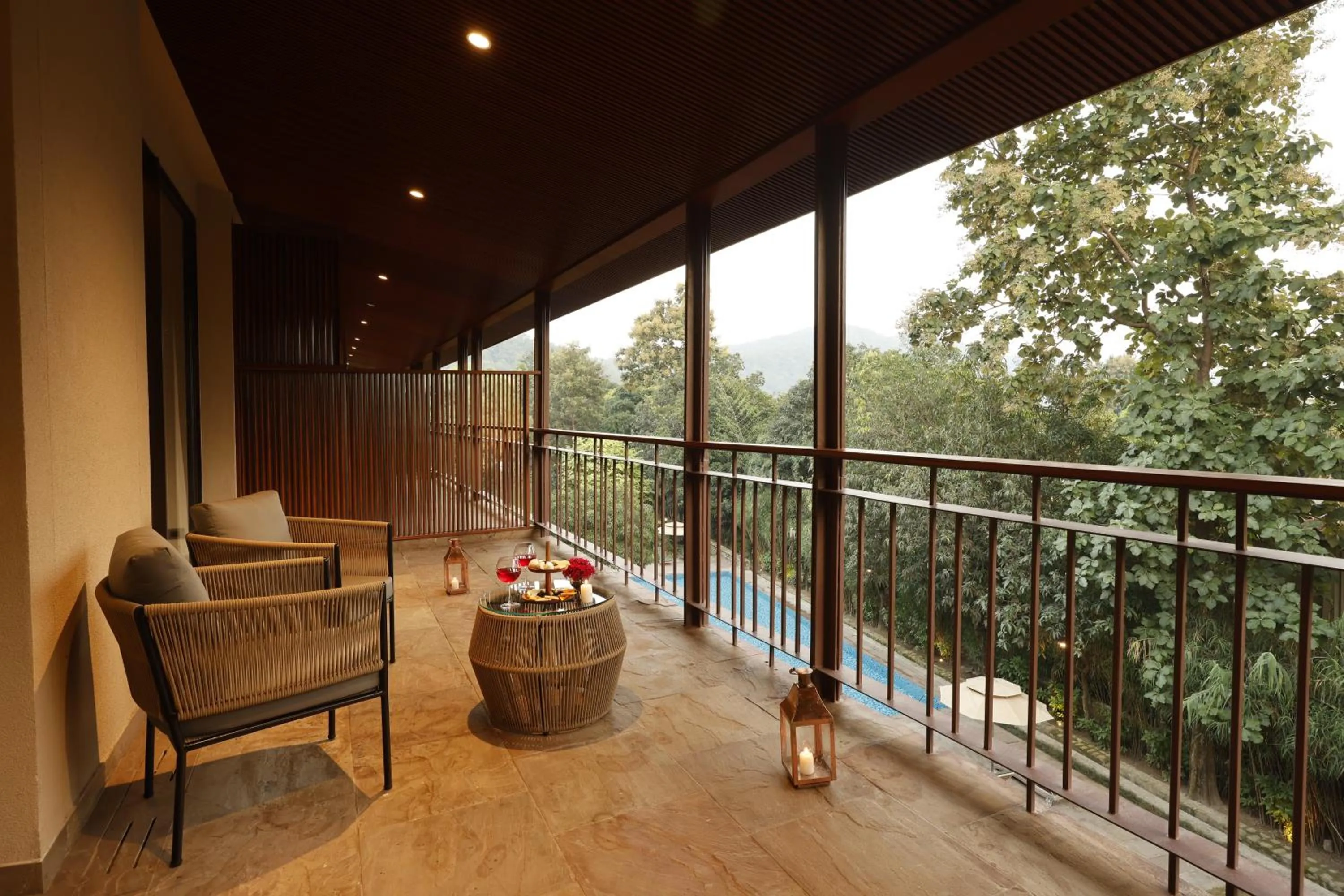 Seating area in The Riverview Retreat Corbett by Leisure Hotels