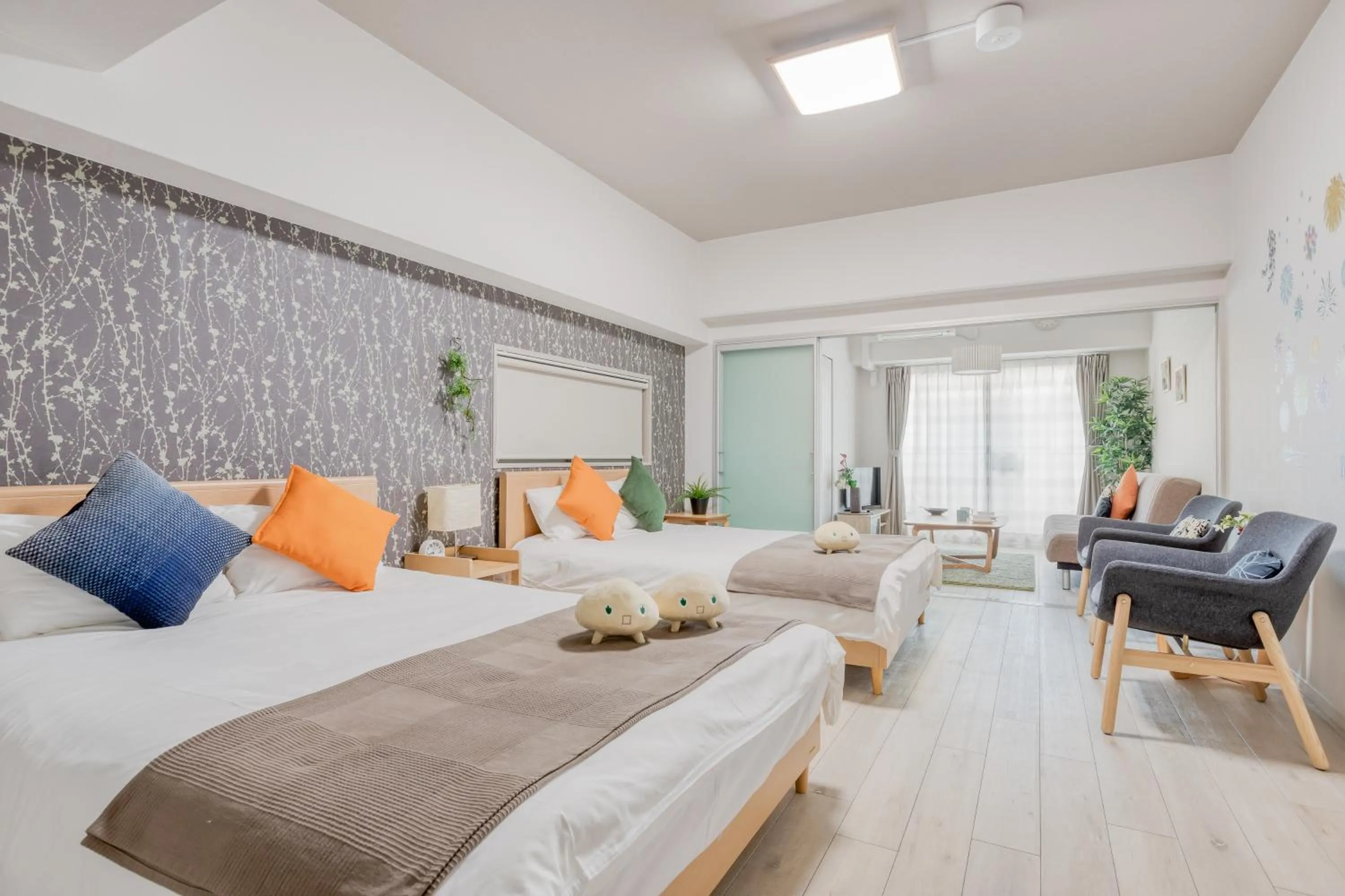 Photo of the whole room, Bed in Forestay Shinsaibashi