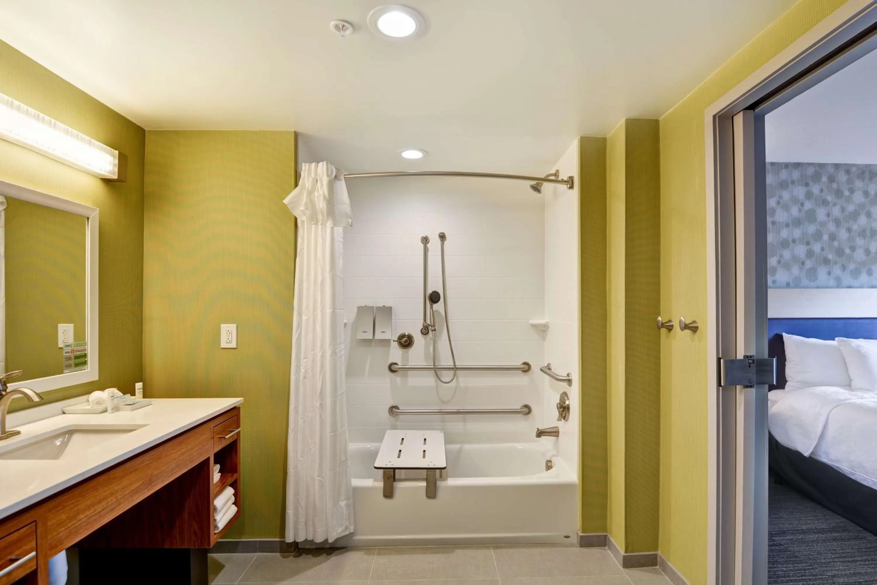 Bathroom, Bed in Home2 Suites By Hilton Winston-Salem Hanes Mall