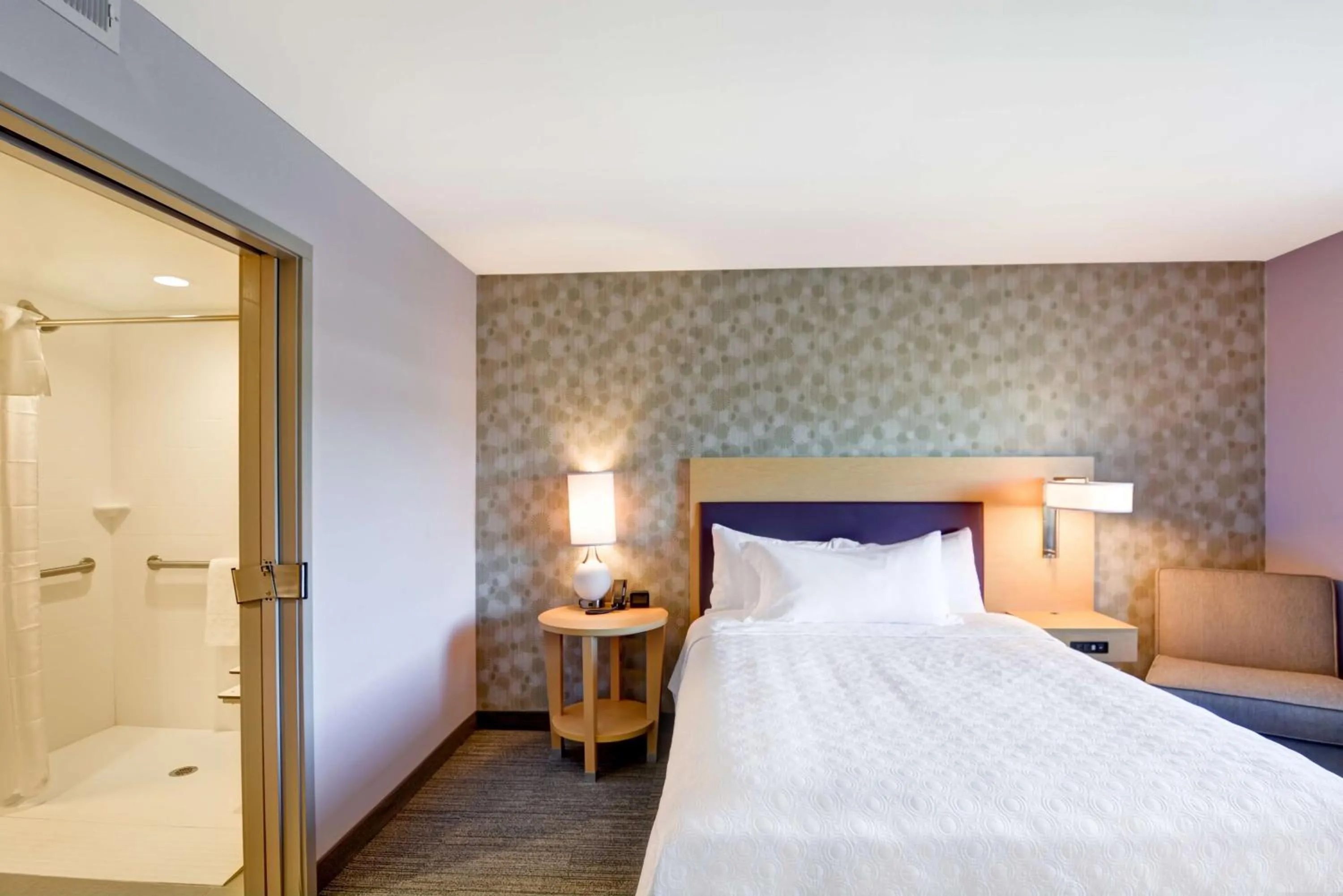 Bathroom, Bed in Home2 Suites By Hilton Winston-Salem Hanes Mall