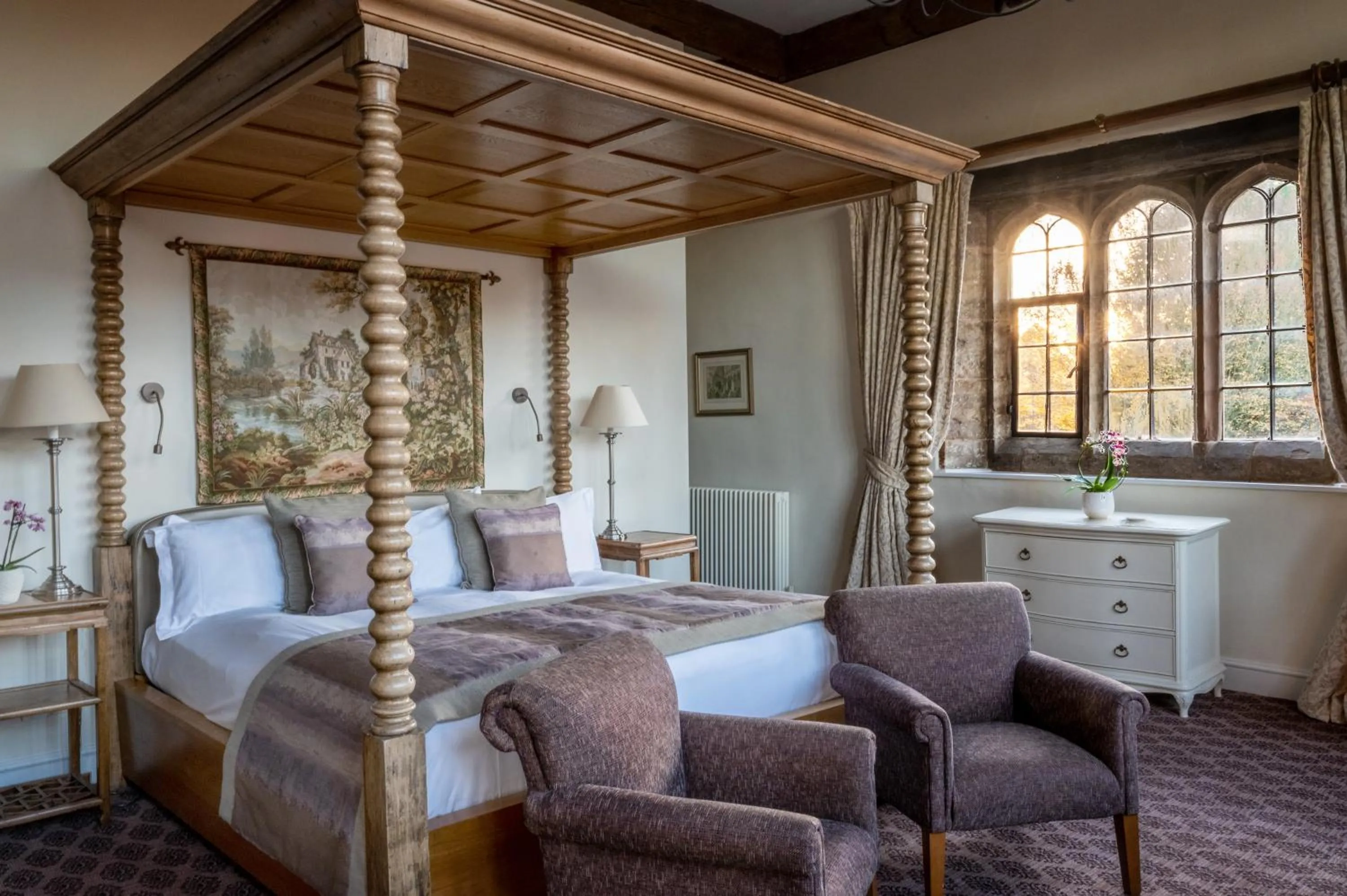 Bed in Fawsley Hall Hotel