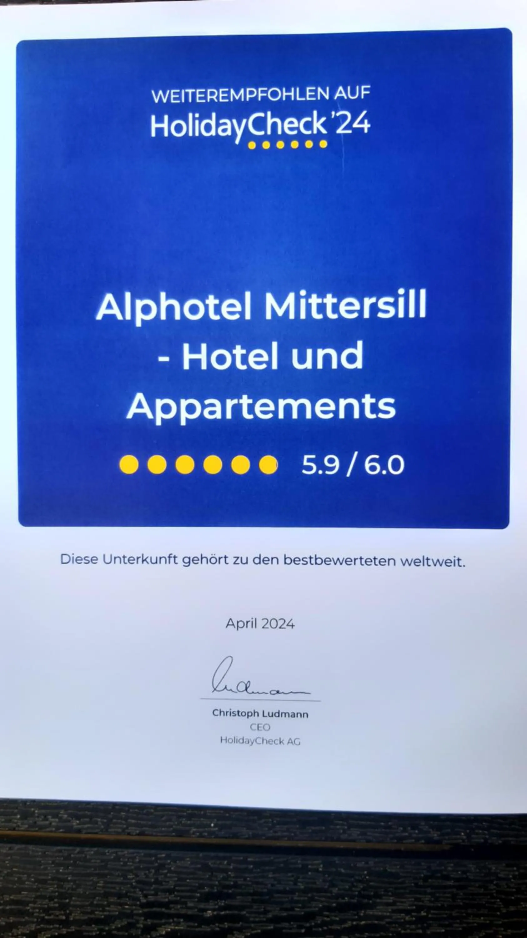 Logo/Certificate/Sign in Alphotel Mittersill