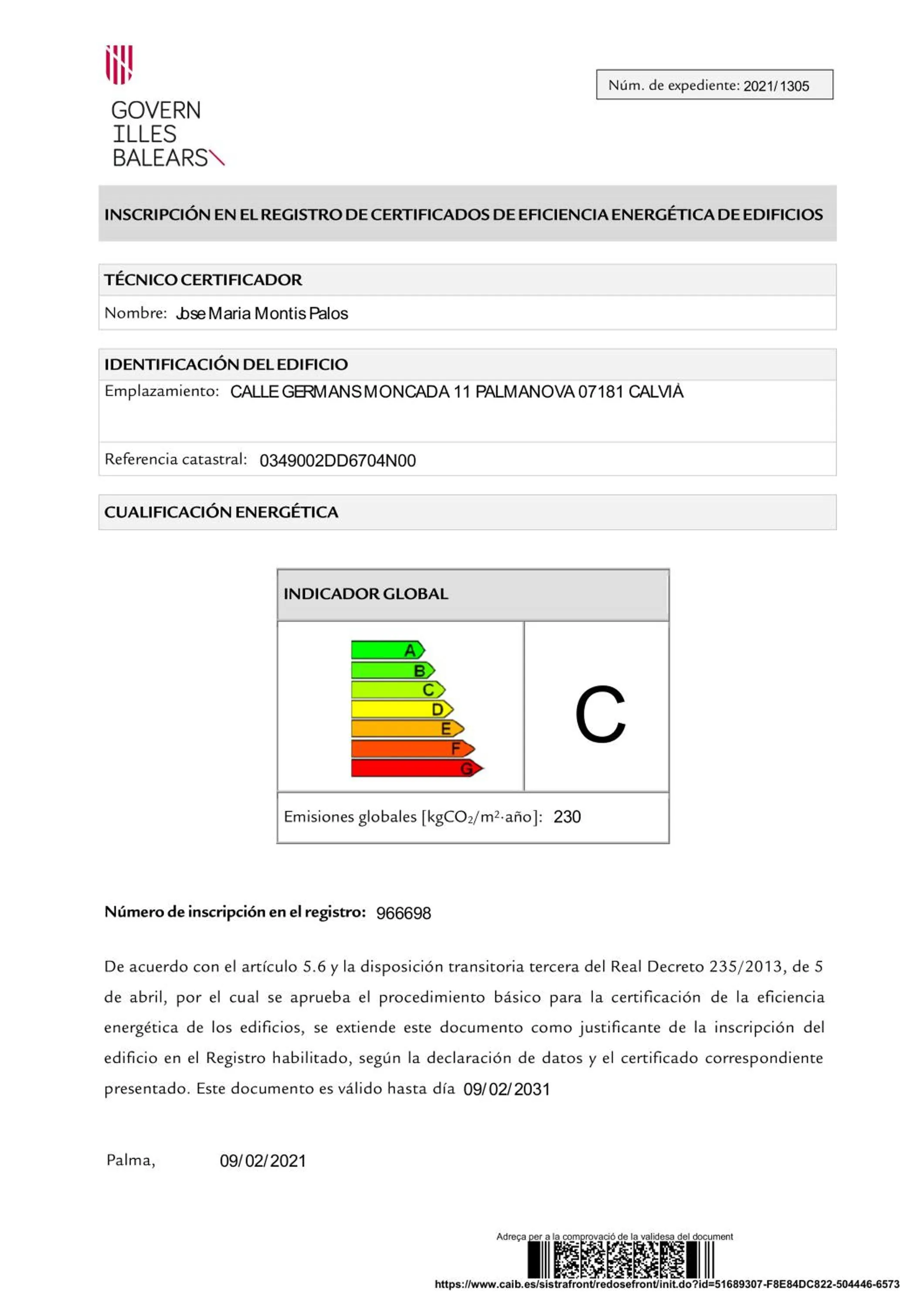 Certificate/Award in Marina Palmanova Apartamentos