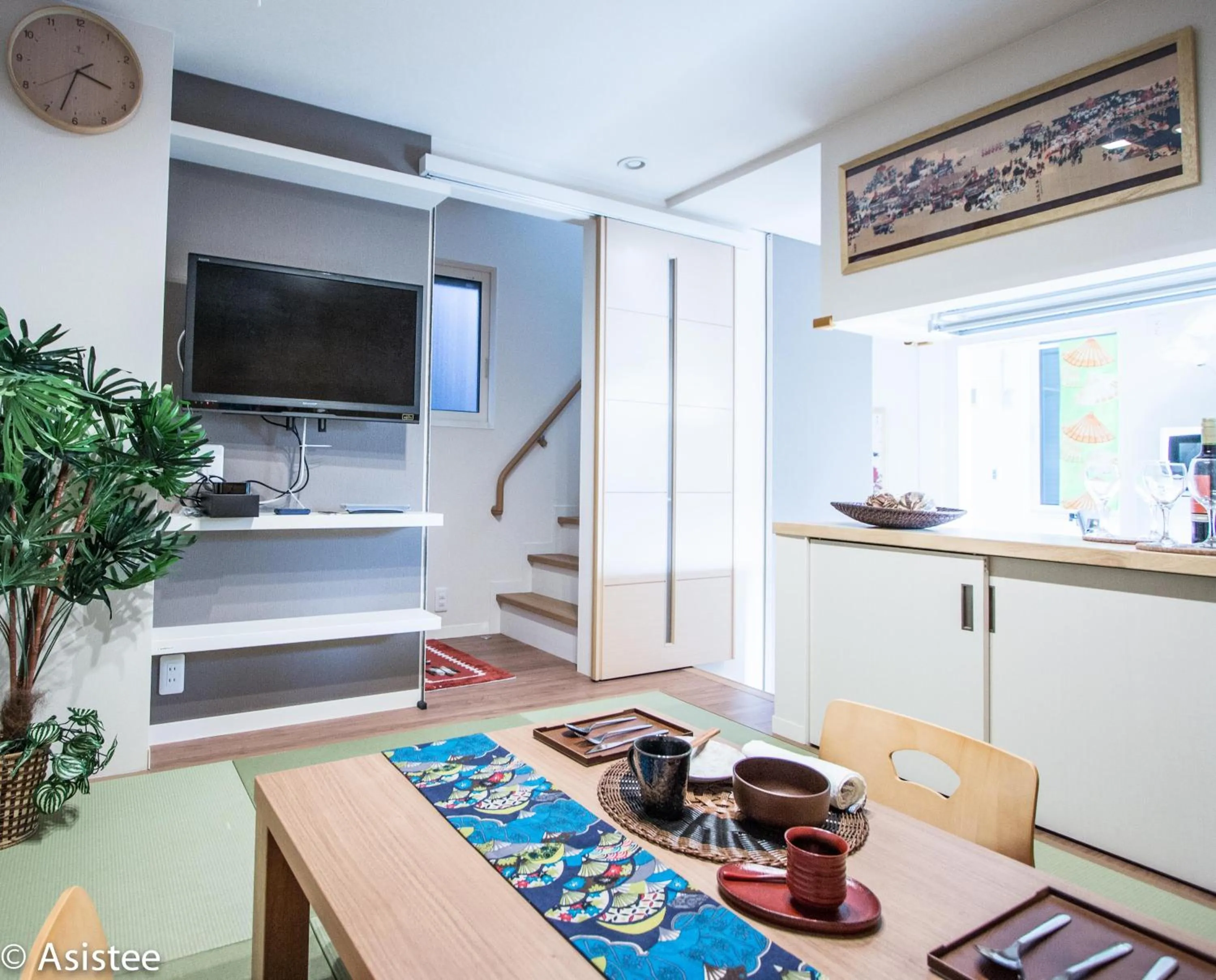 Bed, TV/Entertainment Center in Modern Machiya-Babacho