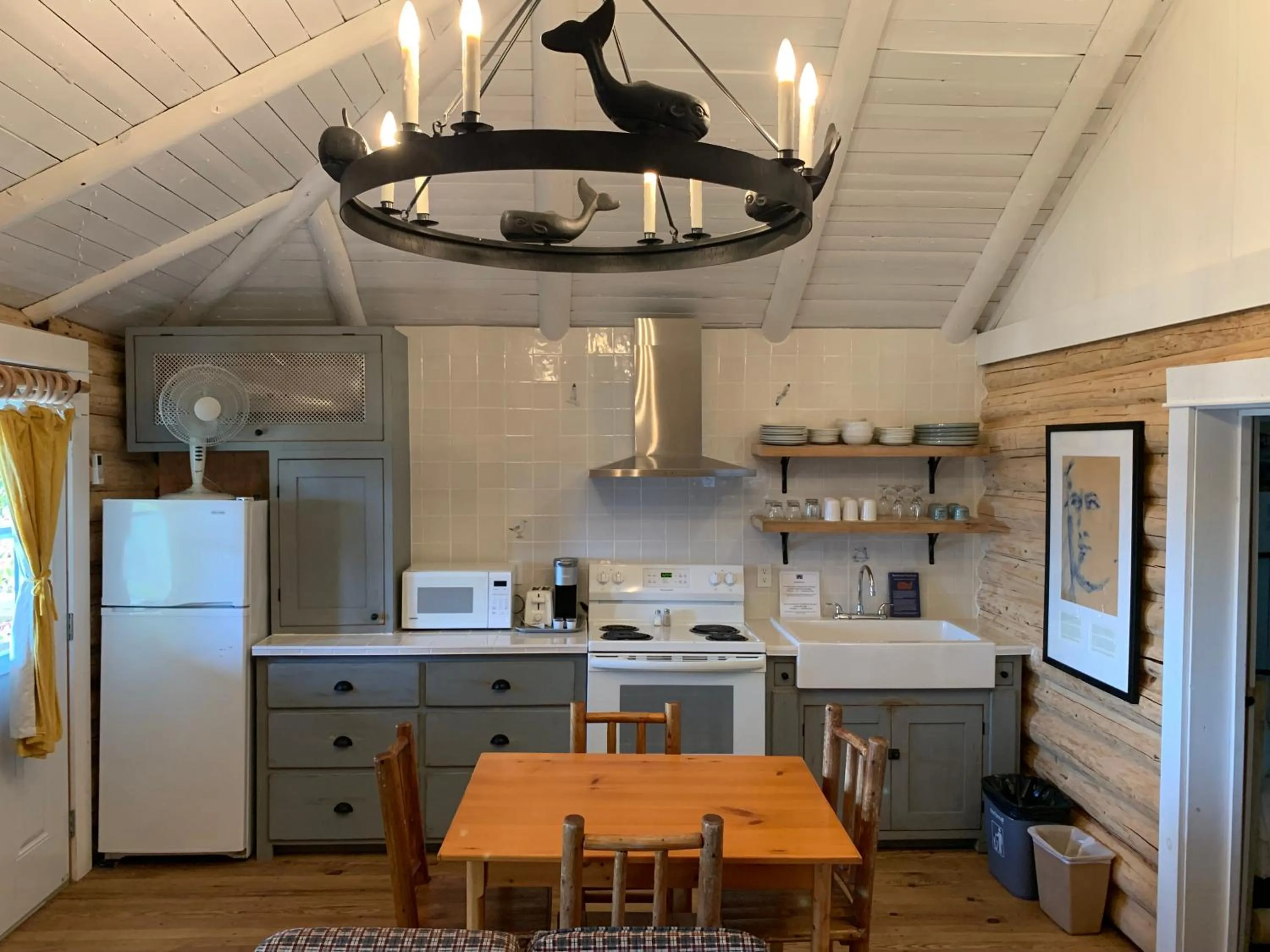 kitchen in Au Pic de l'Aurore Motel-Chalets