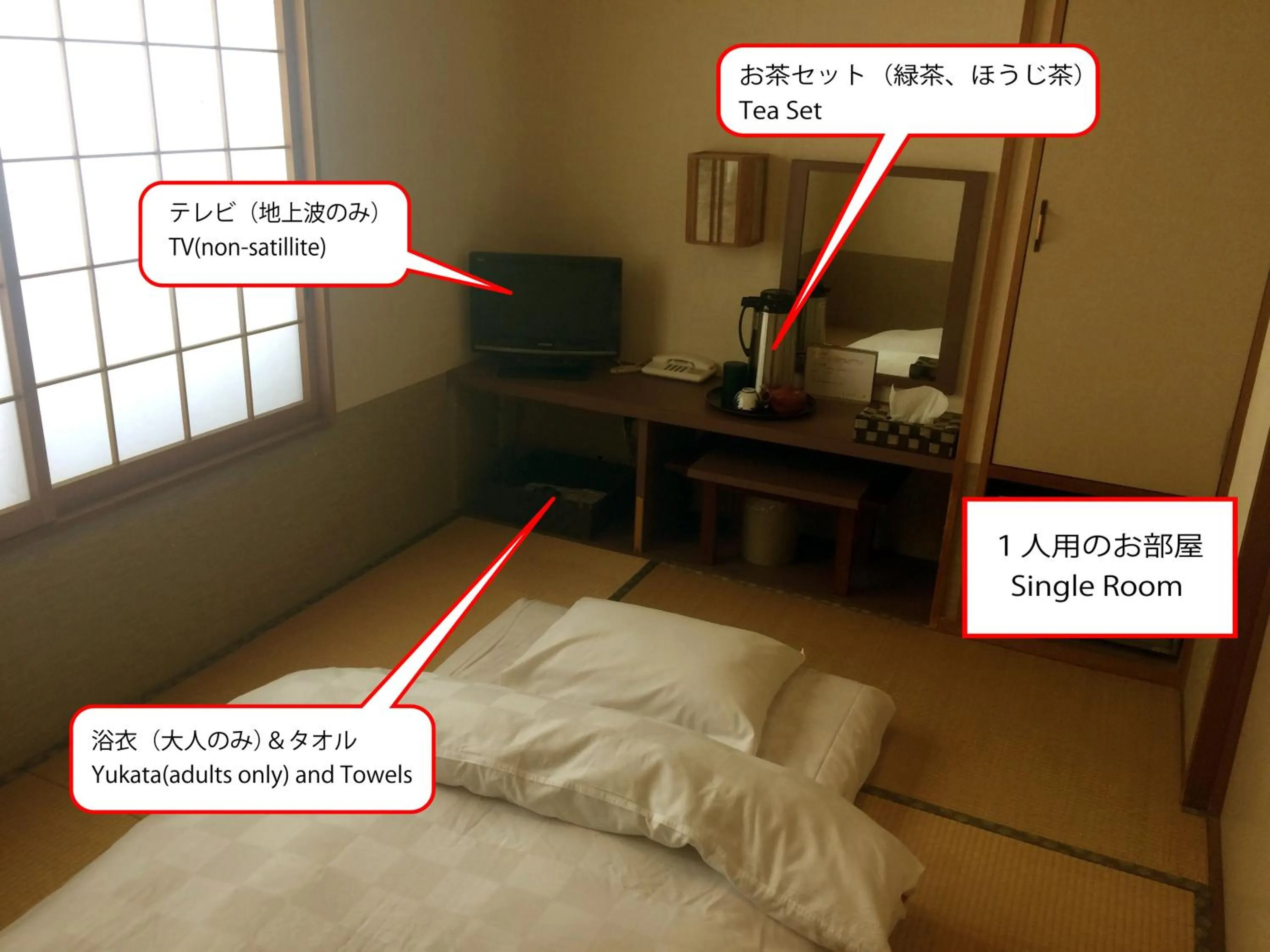 Photo of the whole room, Bed in Ryokan Meiryu