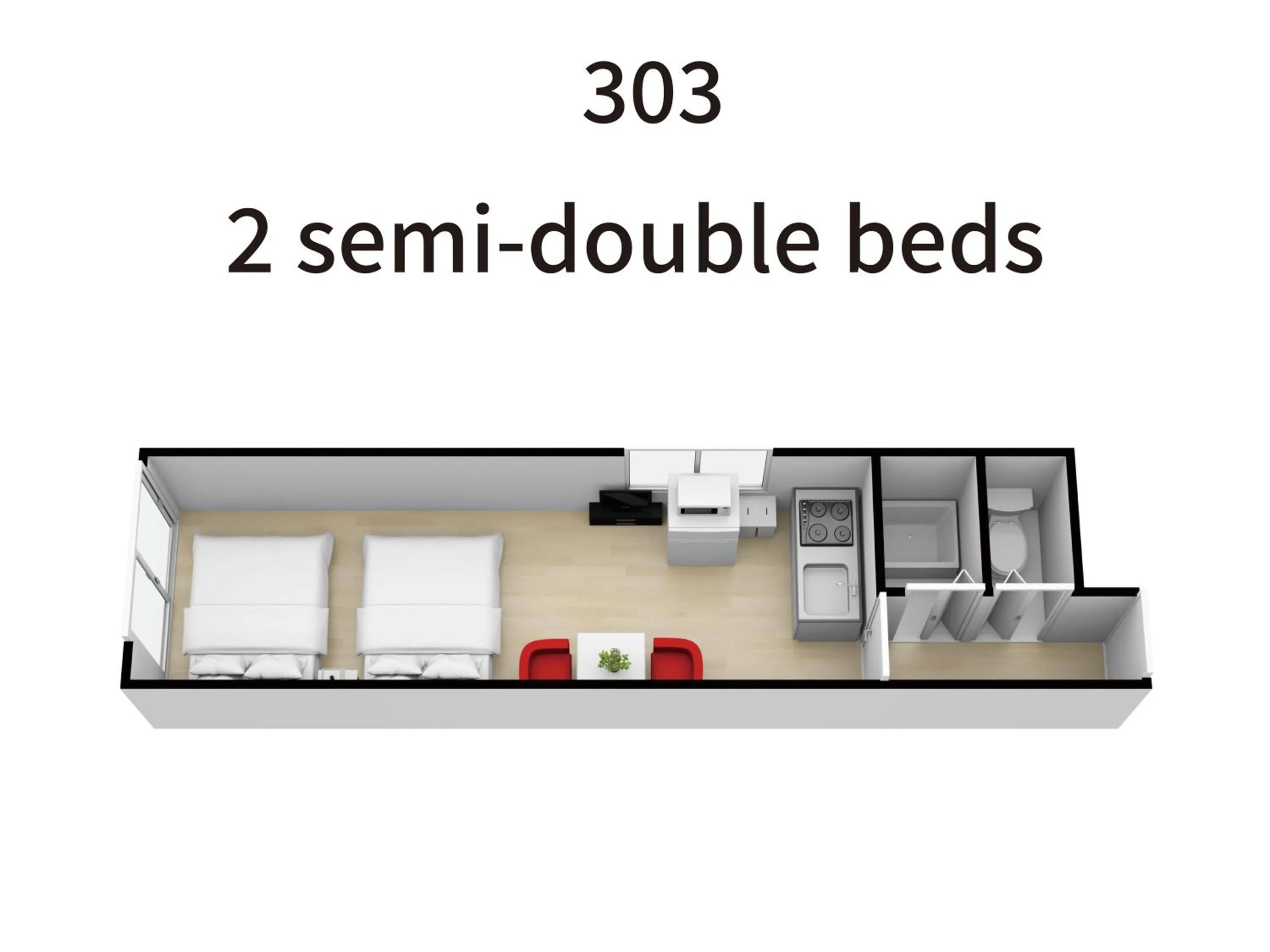 Floor plan, Bed in Bijou Suites Kokoro